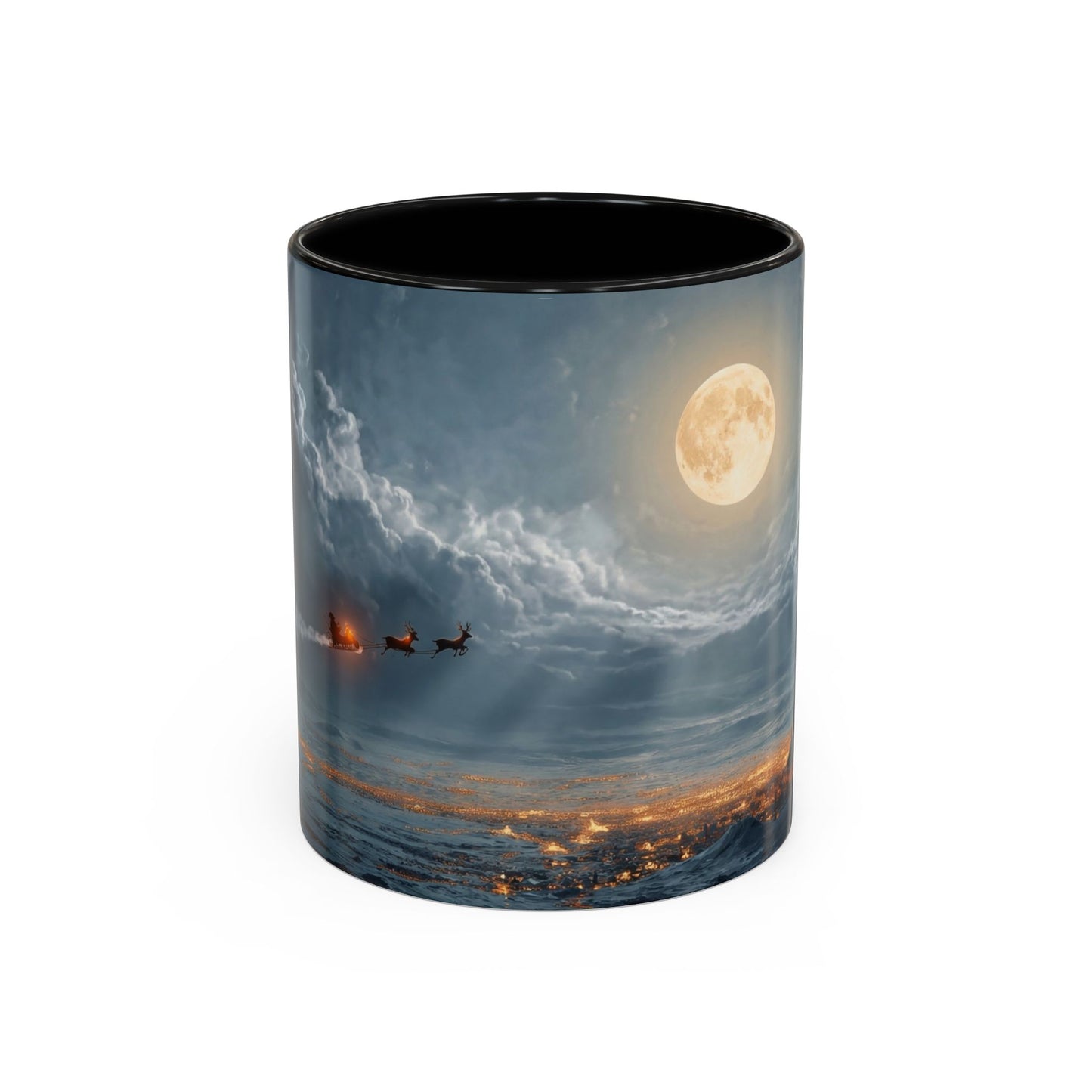 Midnight Sleigh Ride Accent Coffee Mug (11, 15oz) – Warm Glow Over Winter Town