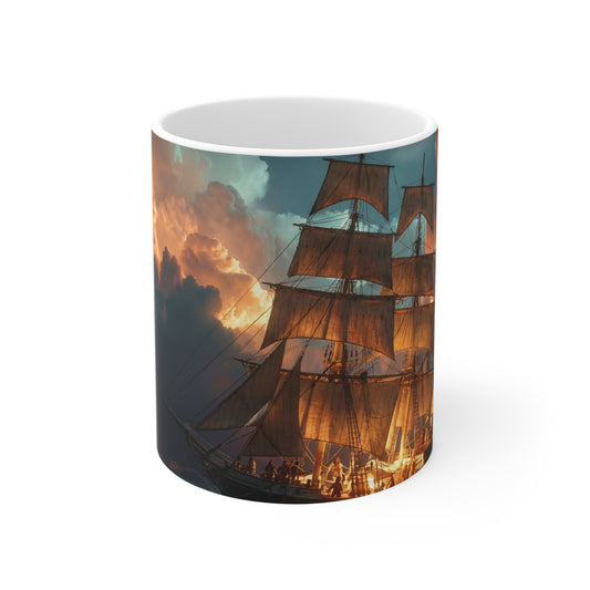 Starlit Galleon Ceramic Mugs (11oz\15oz\20oz) – Voyage Beneath the Celestial Canopy