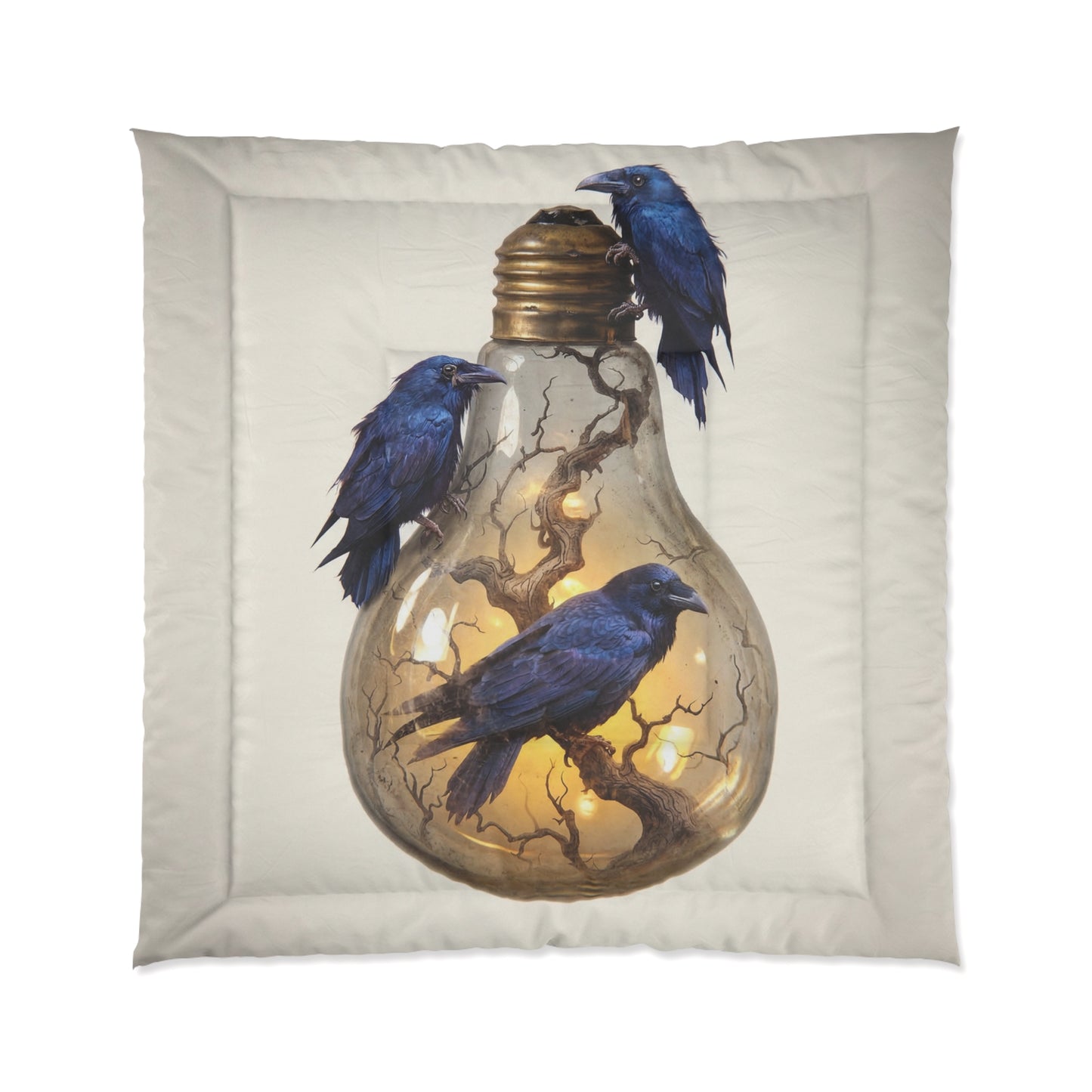 Ravens in the Glow Comforter – Midnight Thoughts in a Glass Tree