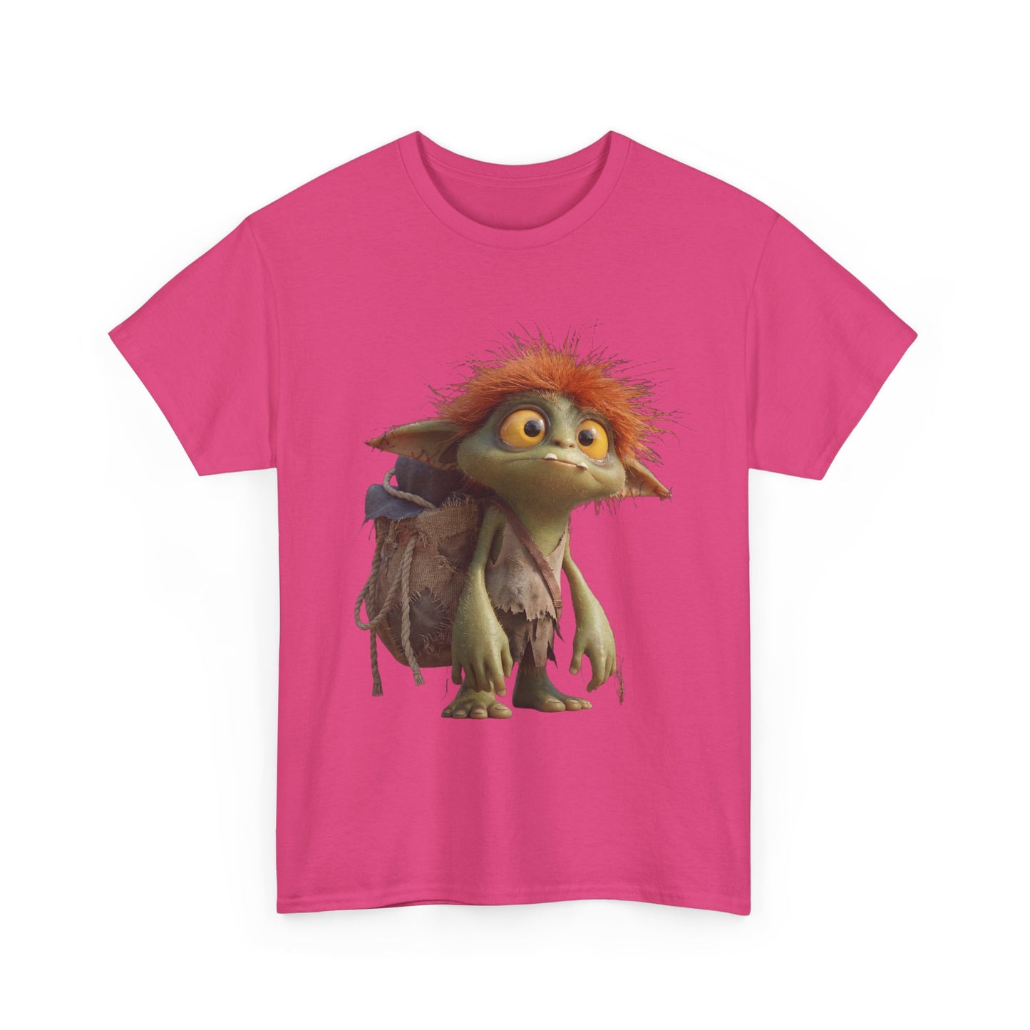 Mossy Gnome Unisex Heavy Cotton Tee – Rust-Haired Guardian with Satchel