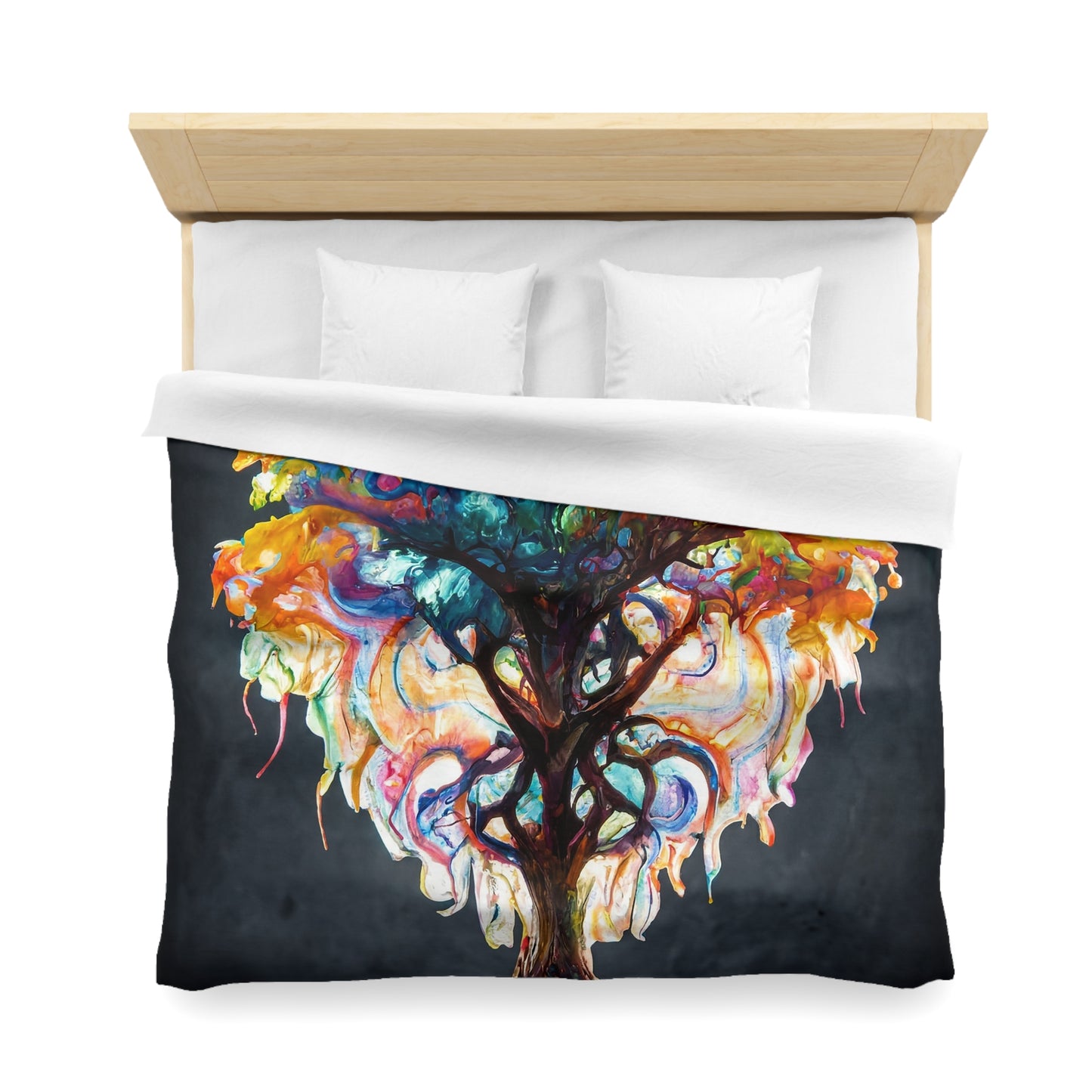 Chromatic Dream Tree Microfiber Duvet Cover – Where Color Blooms in Every Branch