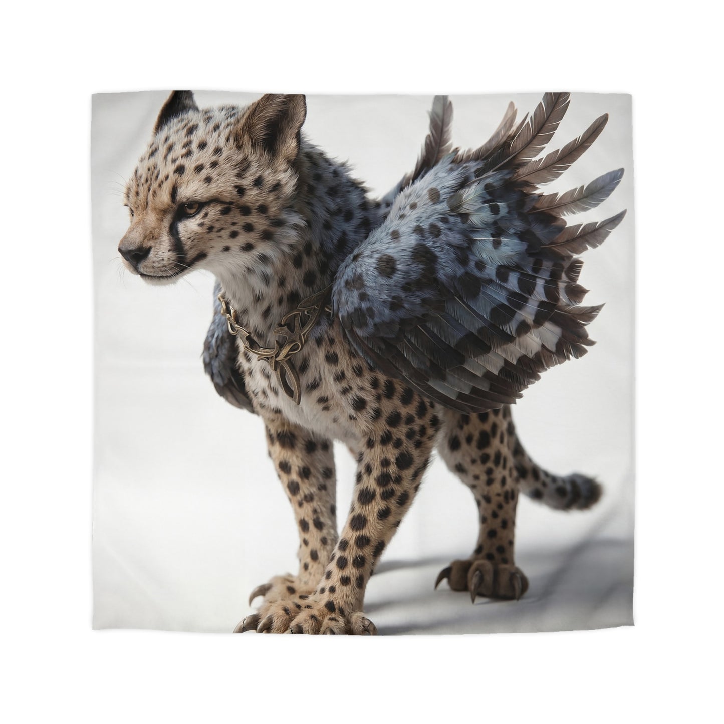 Winged Cheetah Microfiber Duvet Cover – Shadowed Feathers & Feline Grace