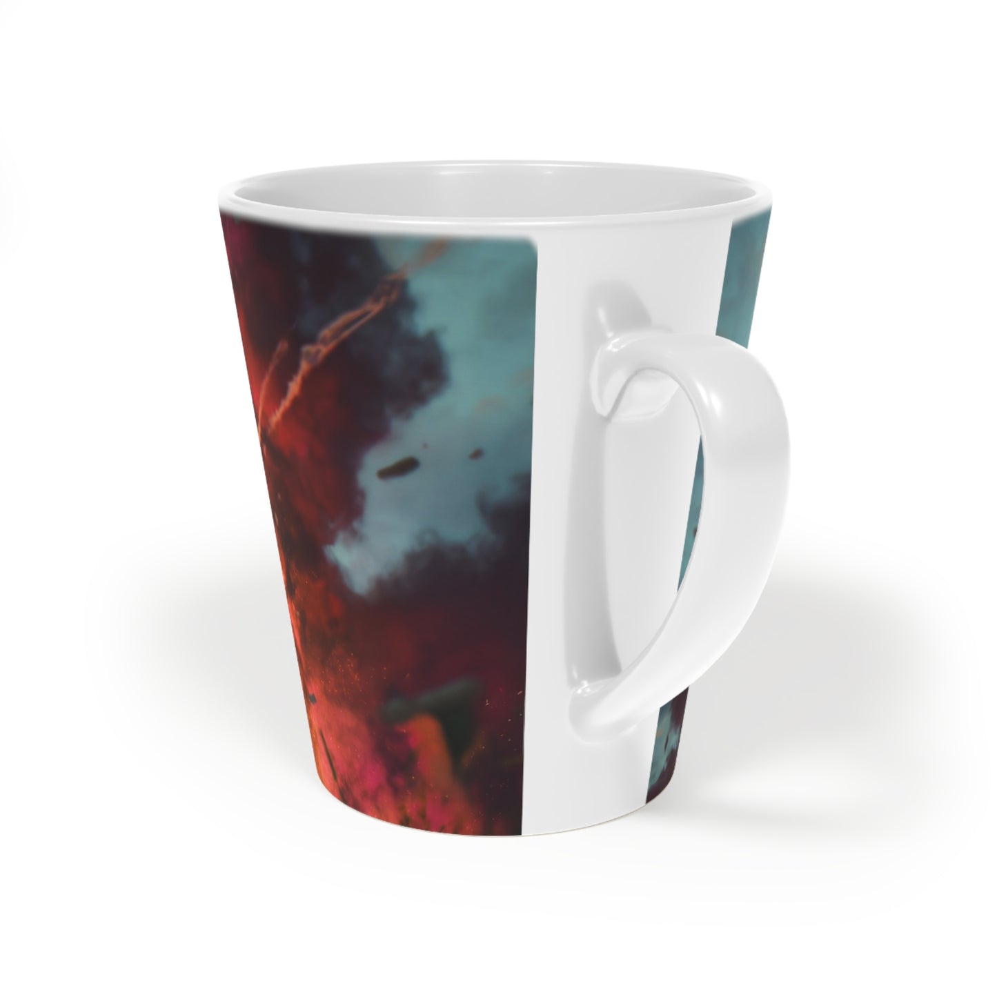 Explosive Goggles Latte Mug, 12oz – Crimson Sky Conflagration