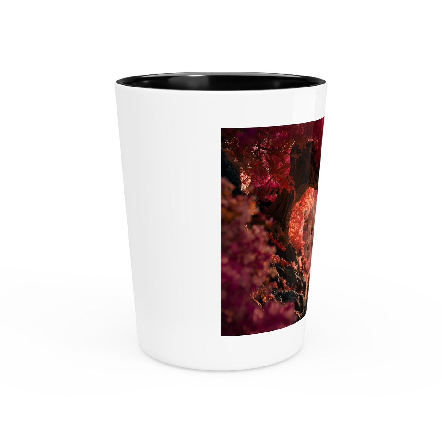 Twilight Grove Shot Glass – Heart-Shaped Canopy Romance Scene