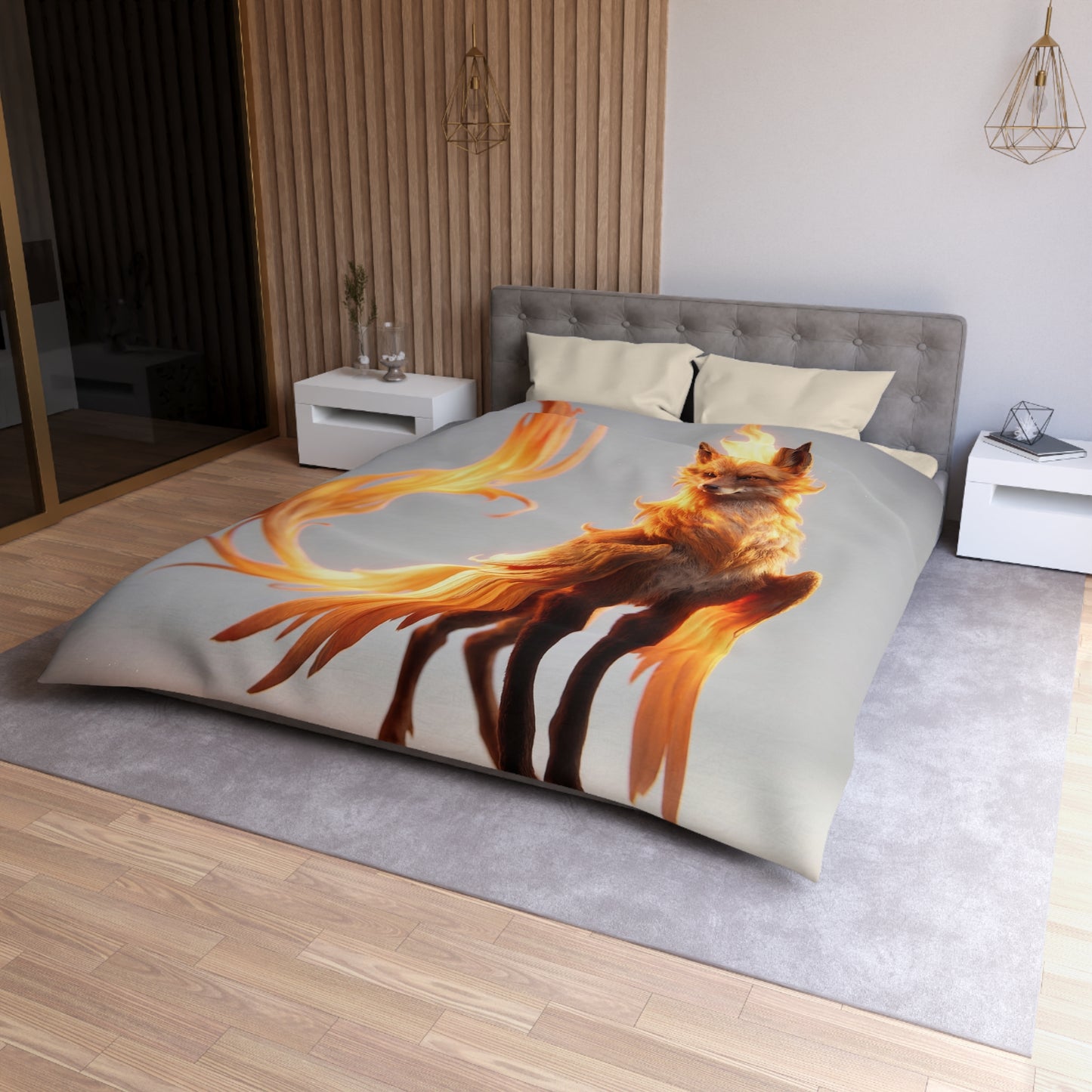 Phoenix Fox Microfiber Duvet Cover – Radiant Ember Guardian