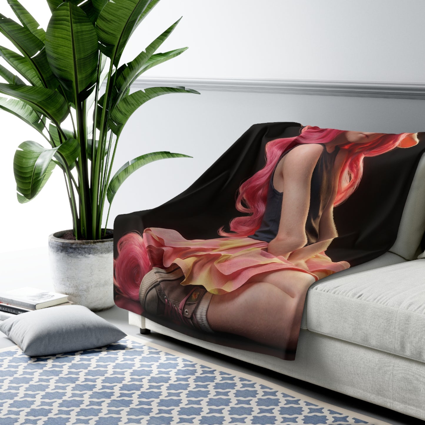 Pink Horned Unicorn Sherpa Fleece Blanket – Neon Mane and Ruffled Skirt Cozy Wrap