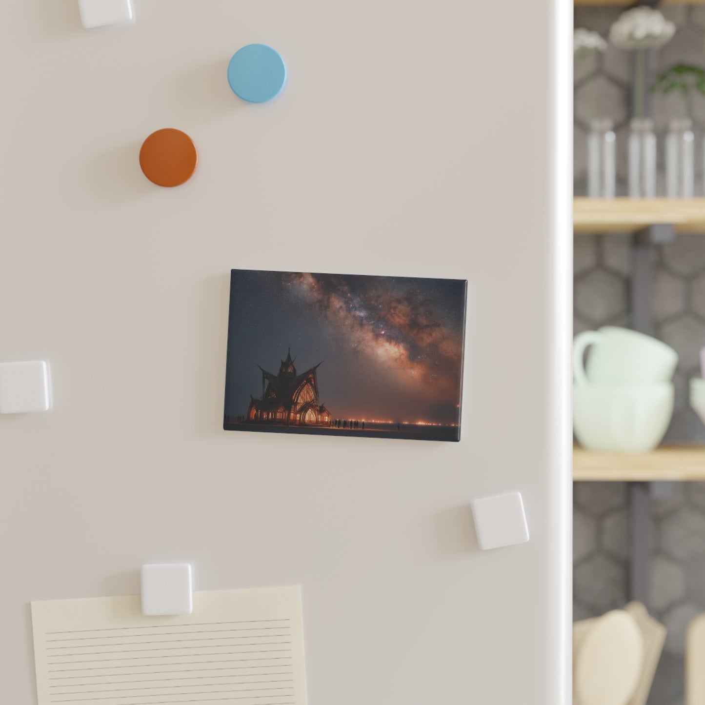 Starlit Cathedral Magnet – Where Milky Way Meets Wooden Wonder