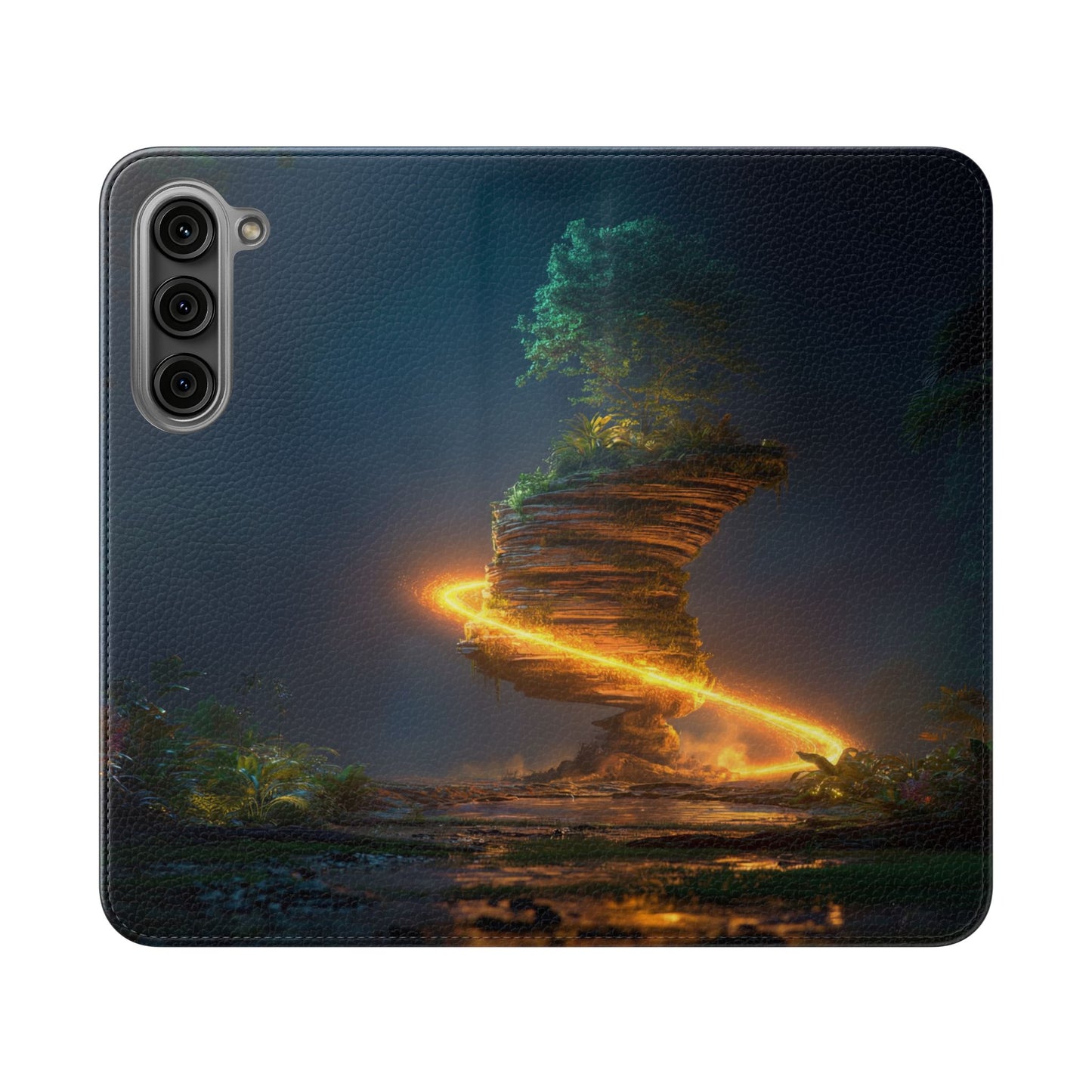 Luminous Floating Island Flip Cases – Amber Twilight Sanctuary