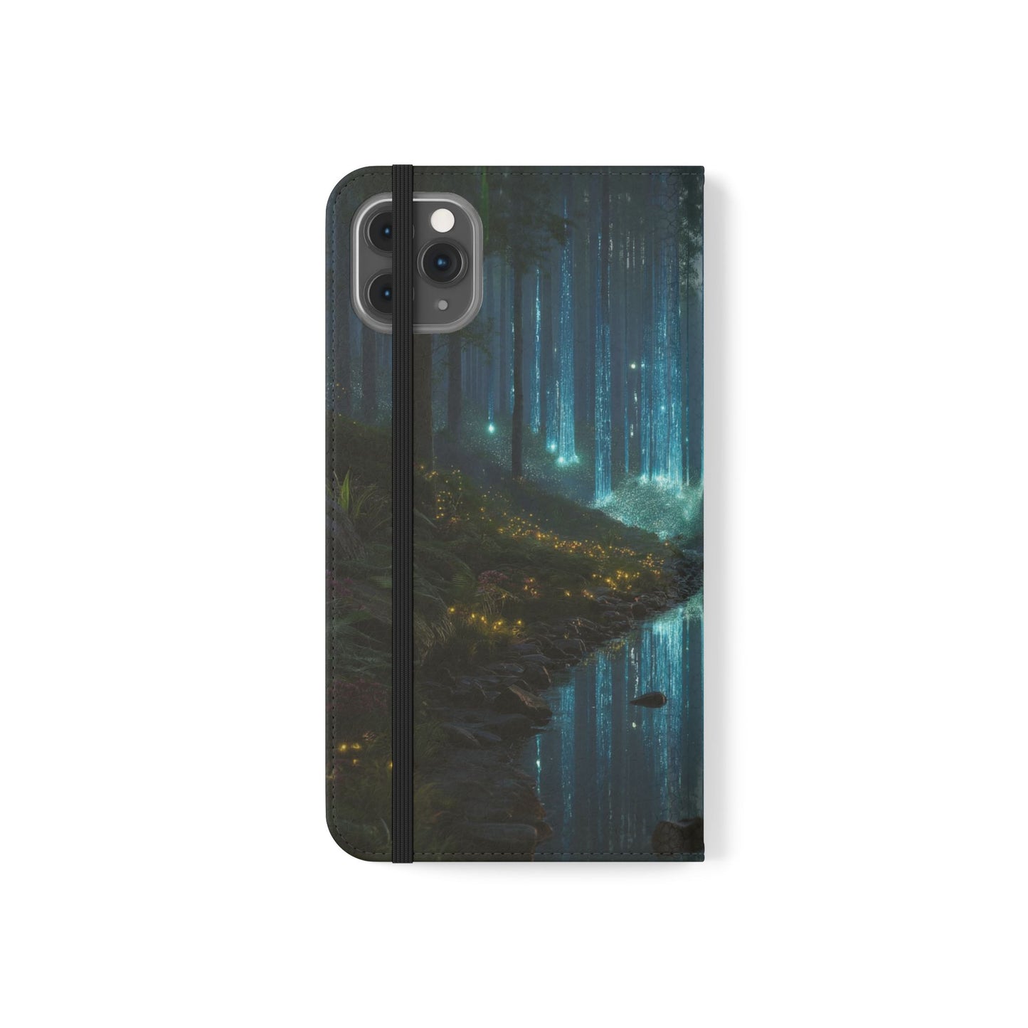 Bioluminescent Forest Flip Cases – Cyan Lightfall Stream Cover
