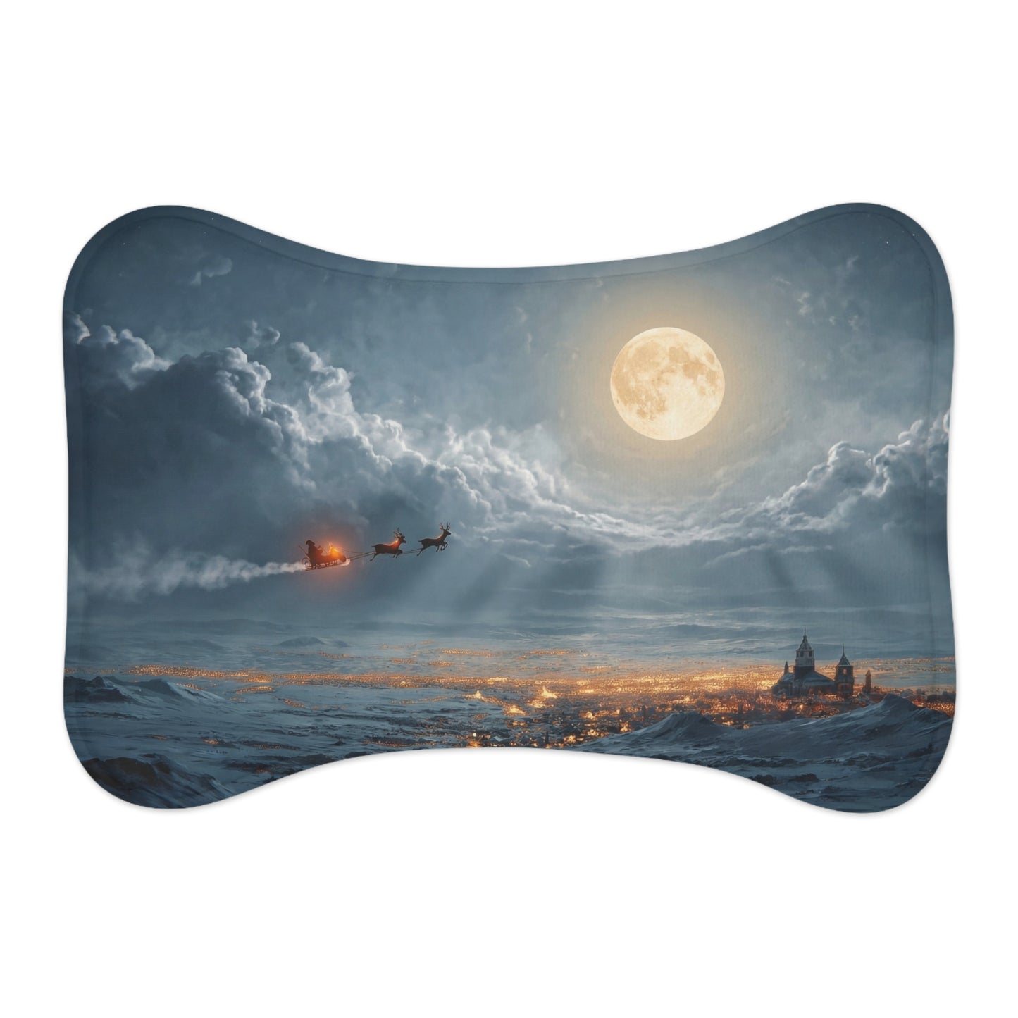 Midnight Sleigh Ride Pet Feeding Mats – Frostbitten City Lightscape