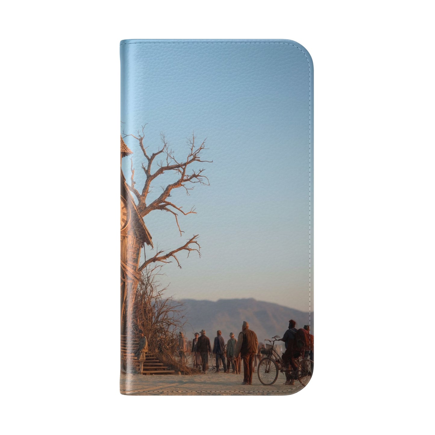 Clocktower Wanderers Flip Cases – Dusty Desert Sentinel Scene