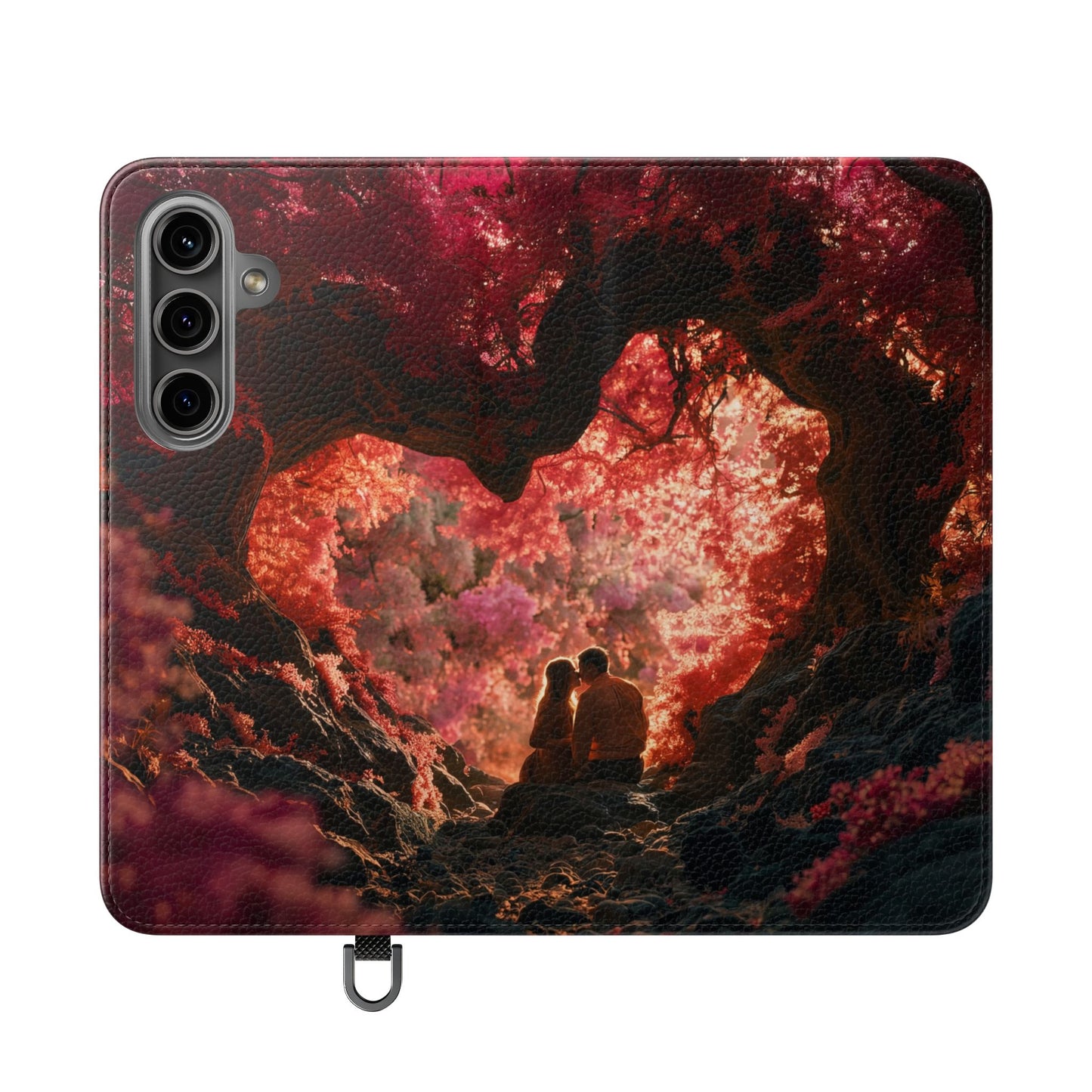 Crimson Arch Flip Cases – Heart-Shaped Canopy Romance