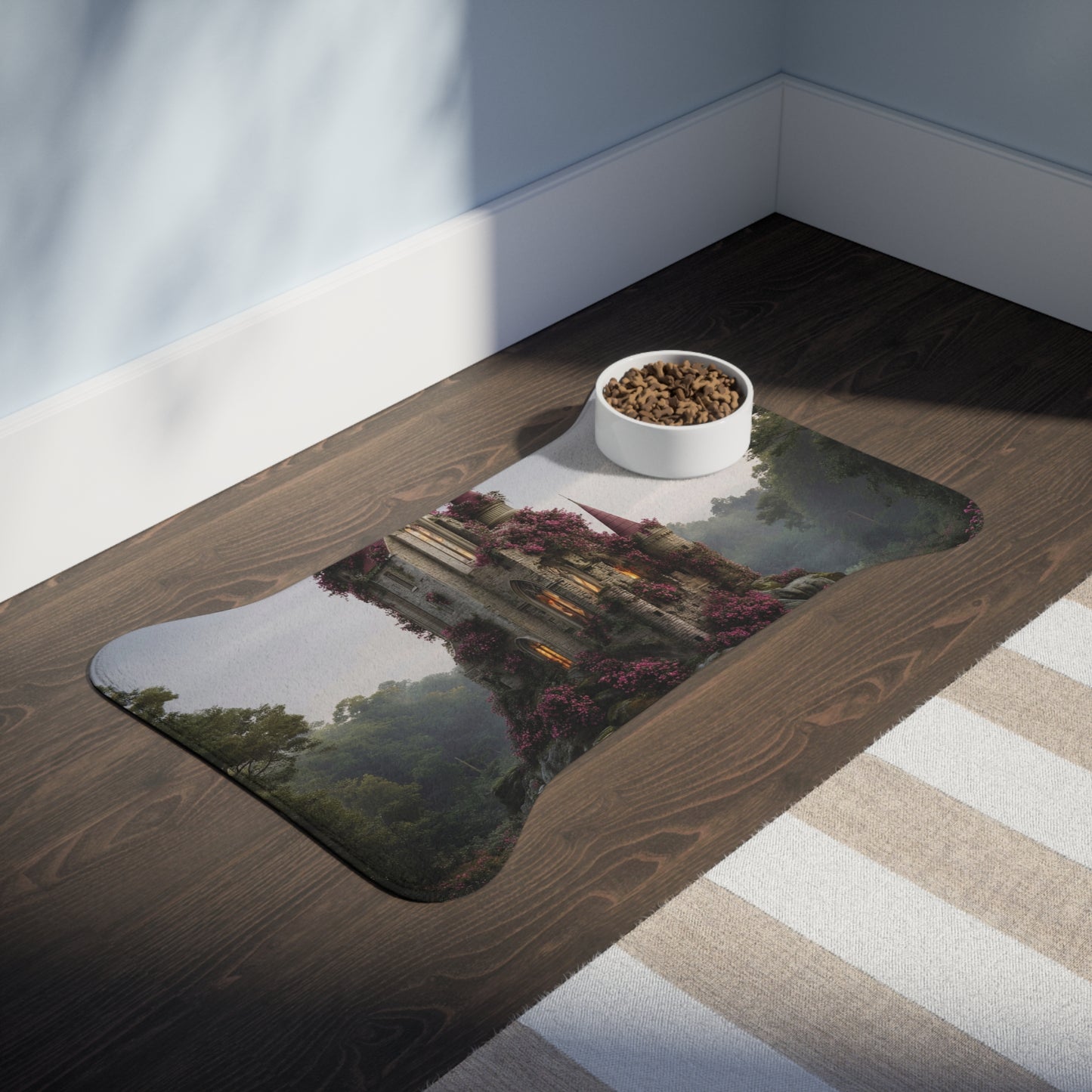 Rose-Clad Castle Pet Feeding Mats – Twilight Bloom Sanctuary