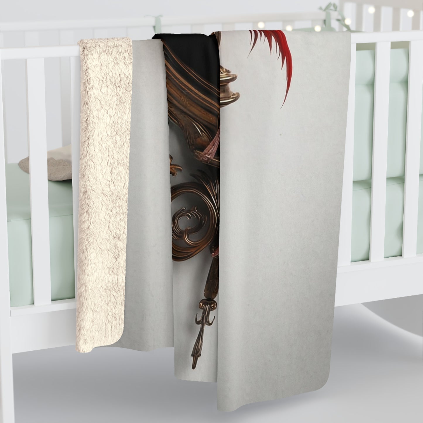 Flamingo in Gilded Frame Sherpa Fleece Blanket – Velvet Nights at The Ritz
