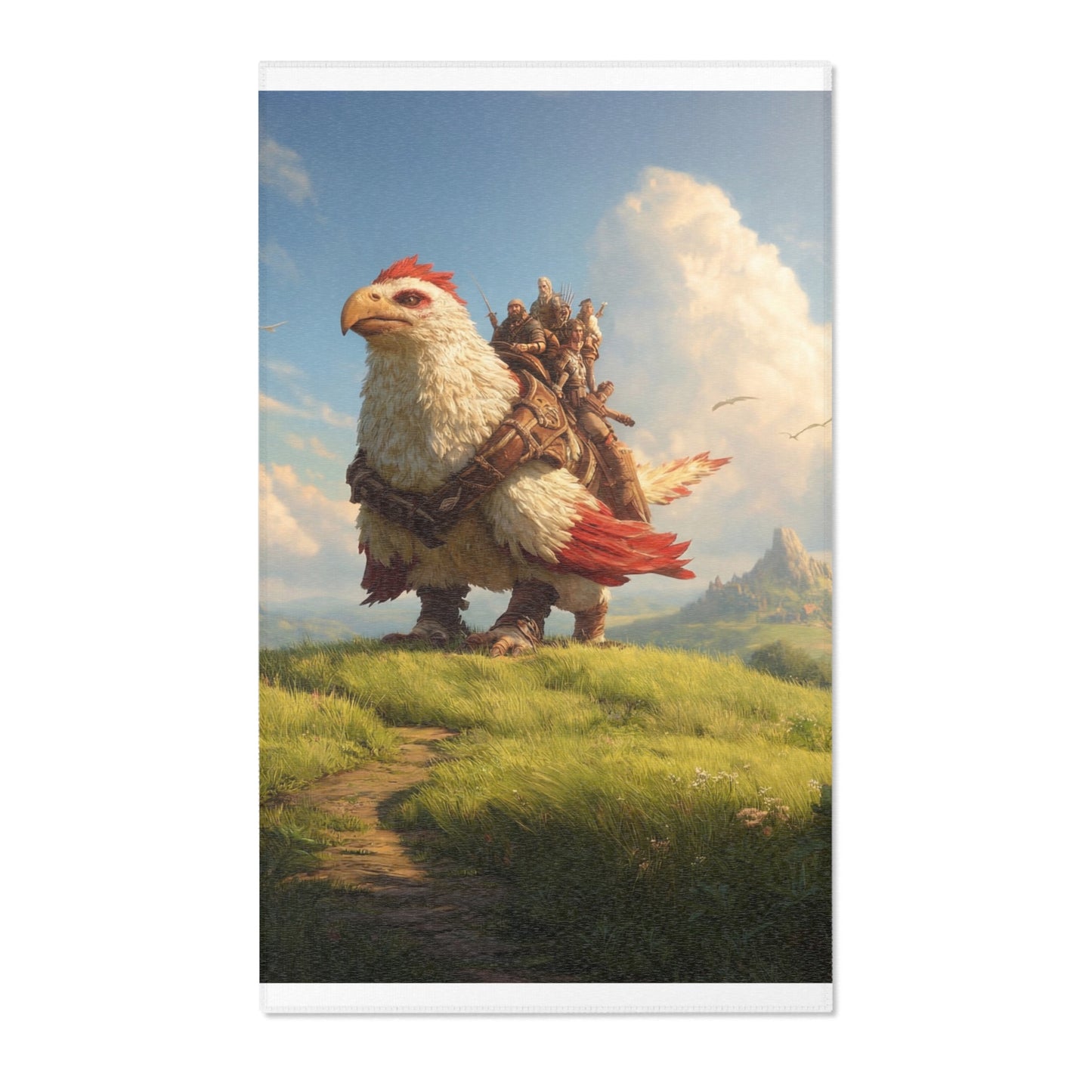 Skybound Falcon Riders Area Rug – Sunset Crest of the Winged Path