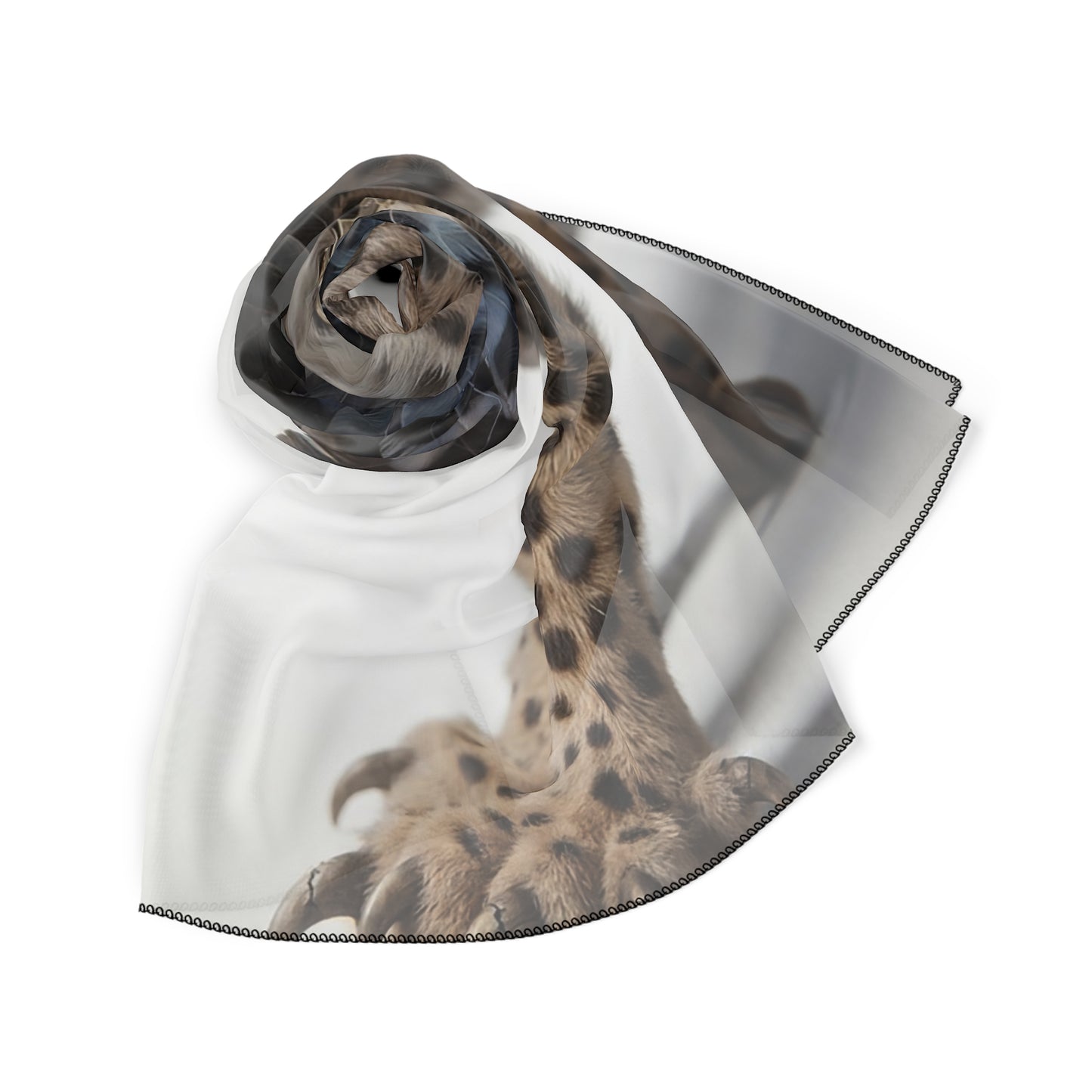 Winged Cheetah Poly Scarf – Shadowed Feathered Grace