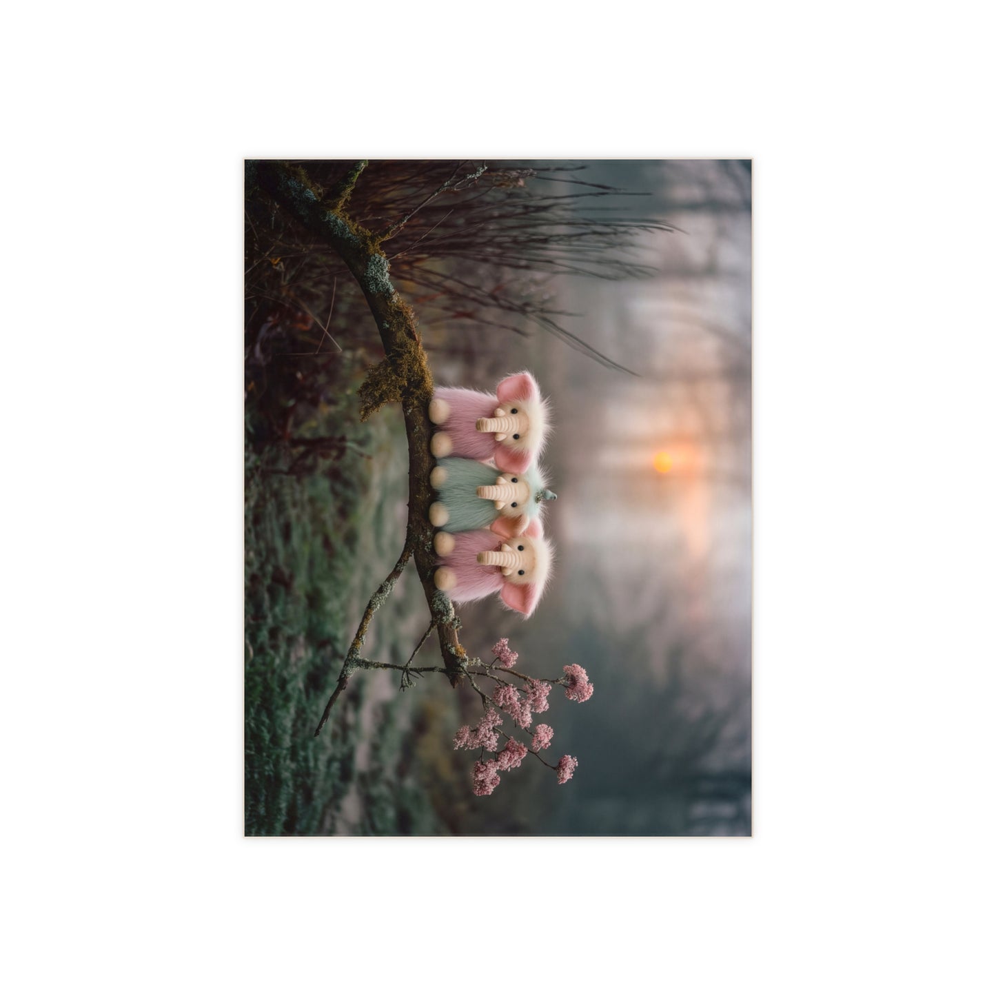 Three Furry Elephant Friends Ceramic Photo Tile – Sunset Grove Whispers