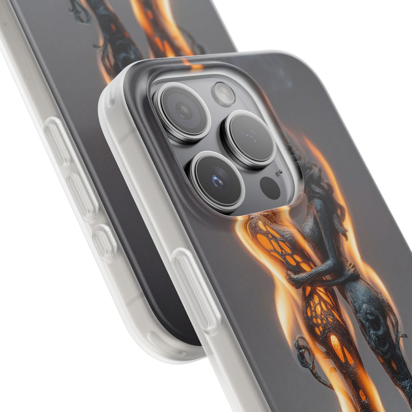 Flame-Embraced Lovers Flexi Cases – Intimate Glow Within the Fire