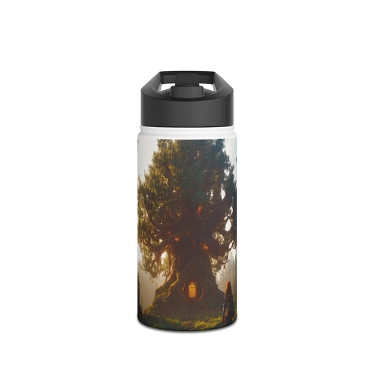 Ancient Treehouse Door Water Bottle – Sunlit Forest Portal