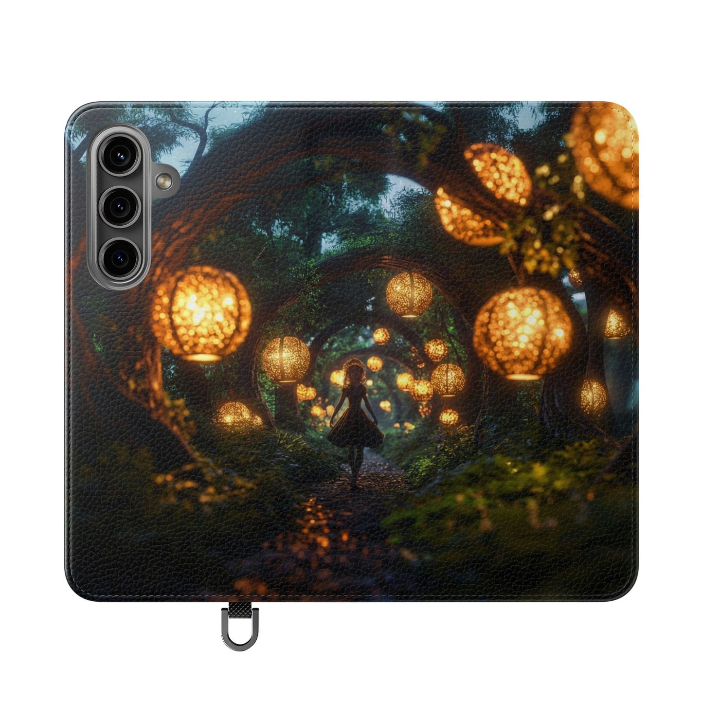 Lantern Archway Flip Cases – Girl Walking Through Forest Tunnel Art Case