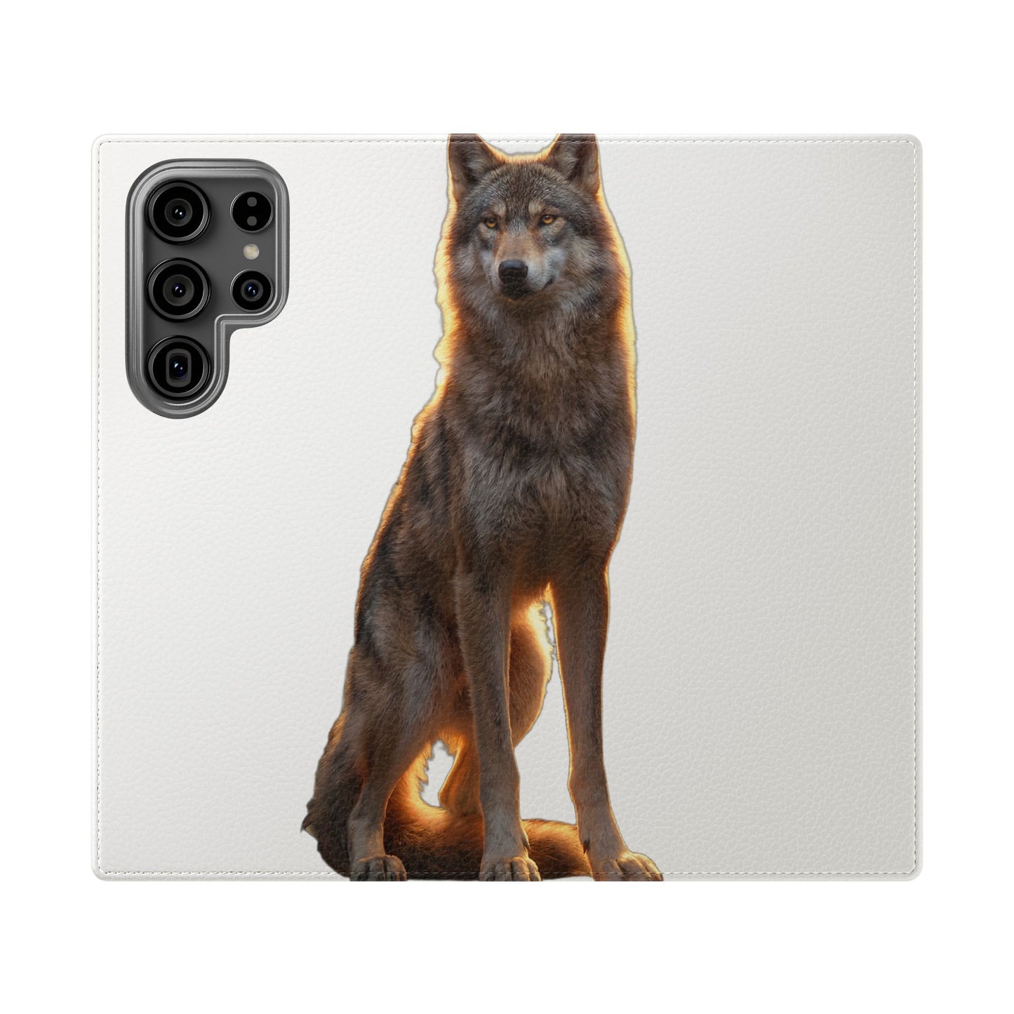 Sunlit Wolf Flip Cases – Golden Hour Sentinel Portrait