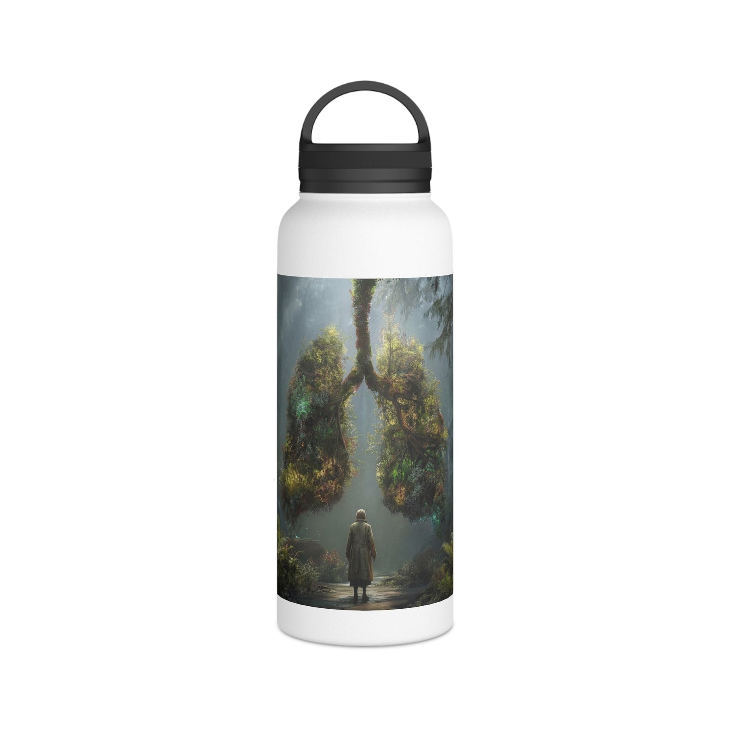 Lungs of the Wild Stainless Steel Water Bottle, Handle Lid – Breath of the Ancient Grove