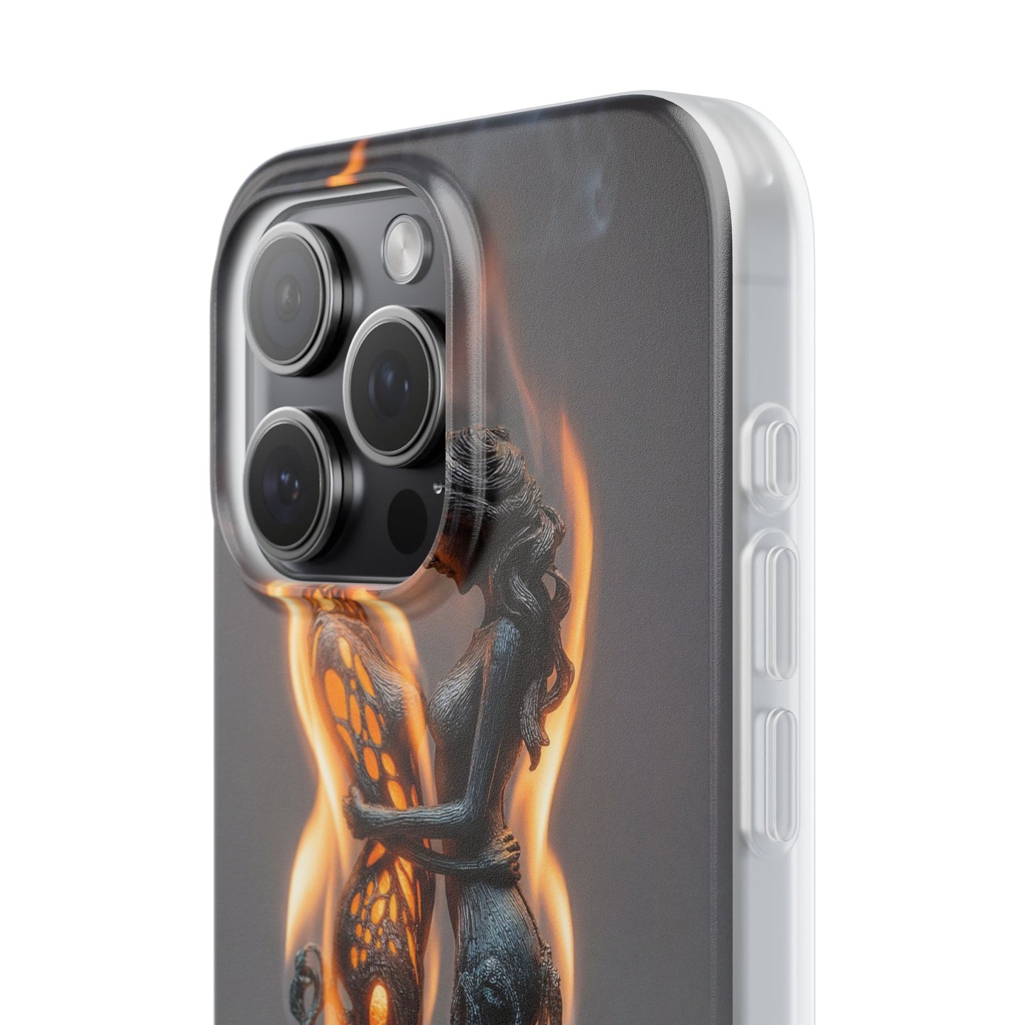 Flame-Embraced Lovers Flexi Cases – Intimate Glow Within the Fire