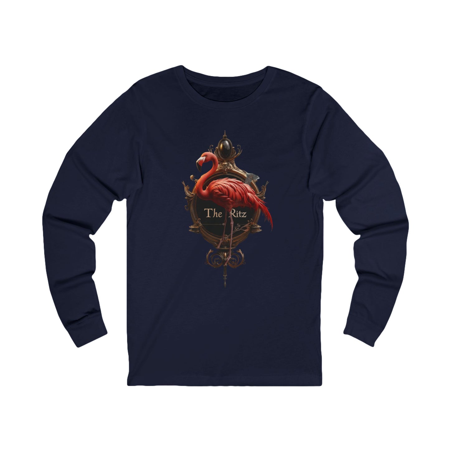 Crimson Flamingo Ritz Tee – Regal Bird Portrait Long Sleeve