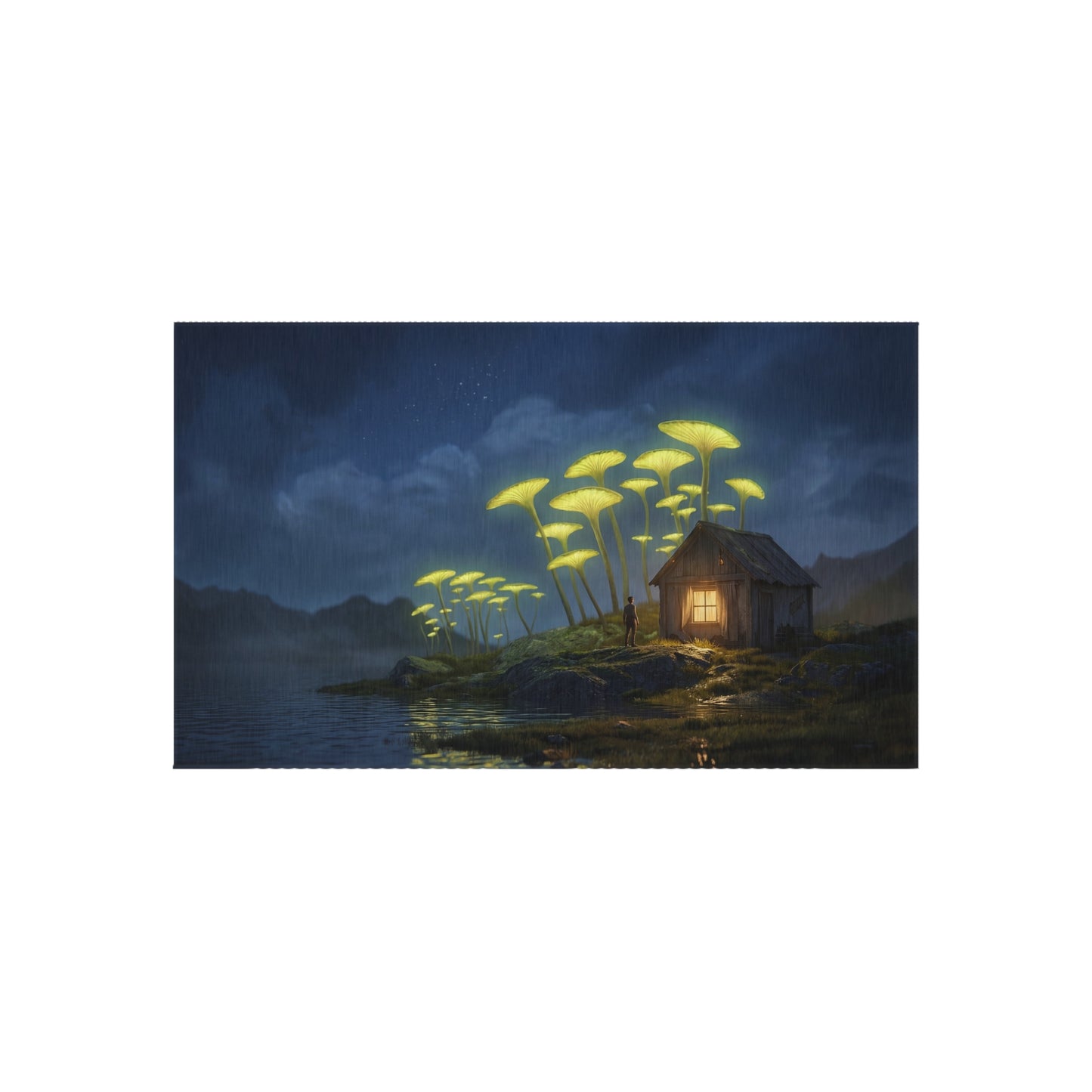 Giant Mushroom Cottage Rug – Bioluminescent Forest Escape