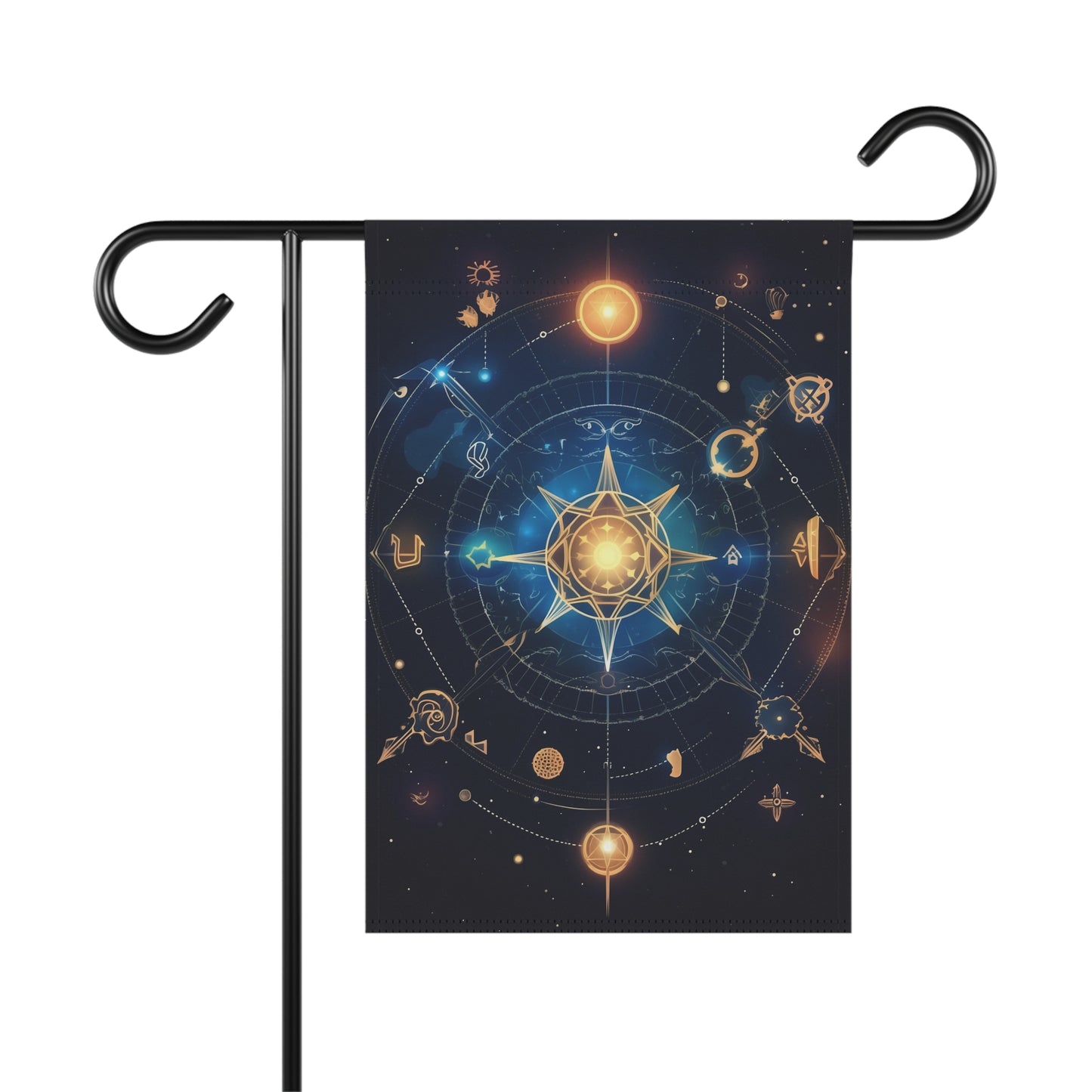 8K, high resolution detailed vector illustration poster, stars, celestial symbols, glowing accents - Garden & House Banner