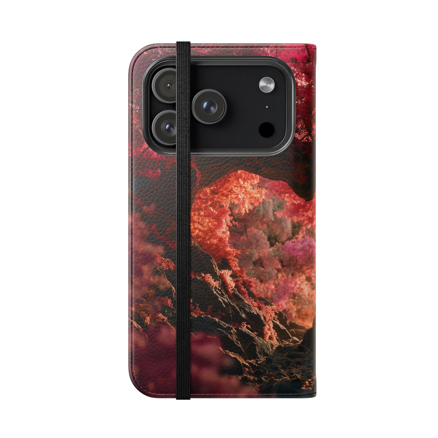 Crimson Arch Flip Cases – Heart-Shaped Canopy Romance
