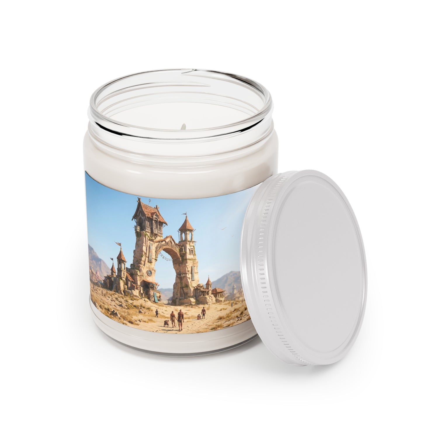 Desert Citadel Scented Soy Candles with White Lid, 9oz – Sun-Kissed Ruins & Wanderer’s Path