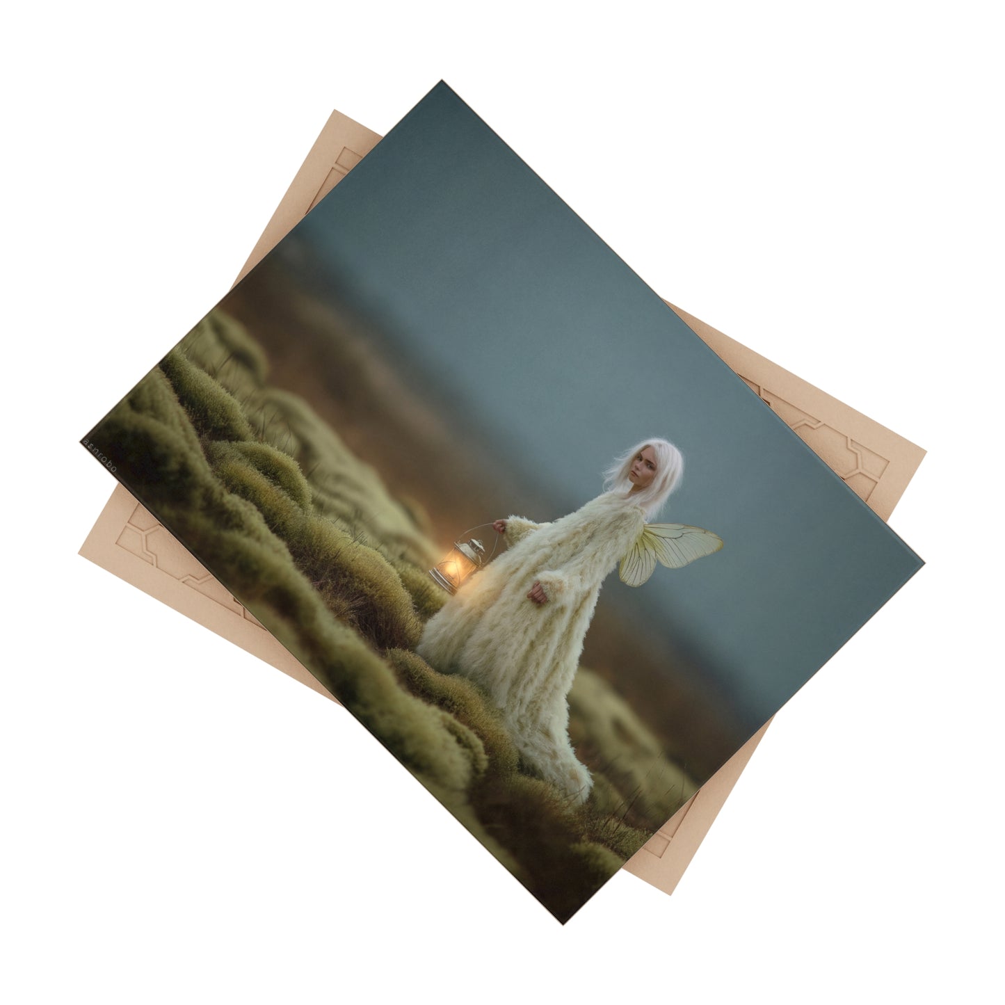 Luminous Fairy in Mossy Field Ceramic Photo Tile – Keeper of Twilight Light