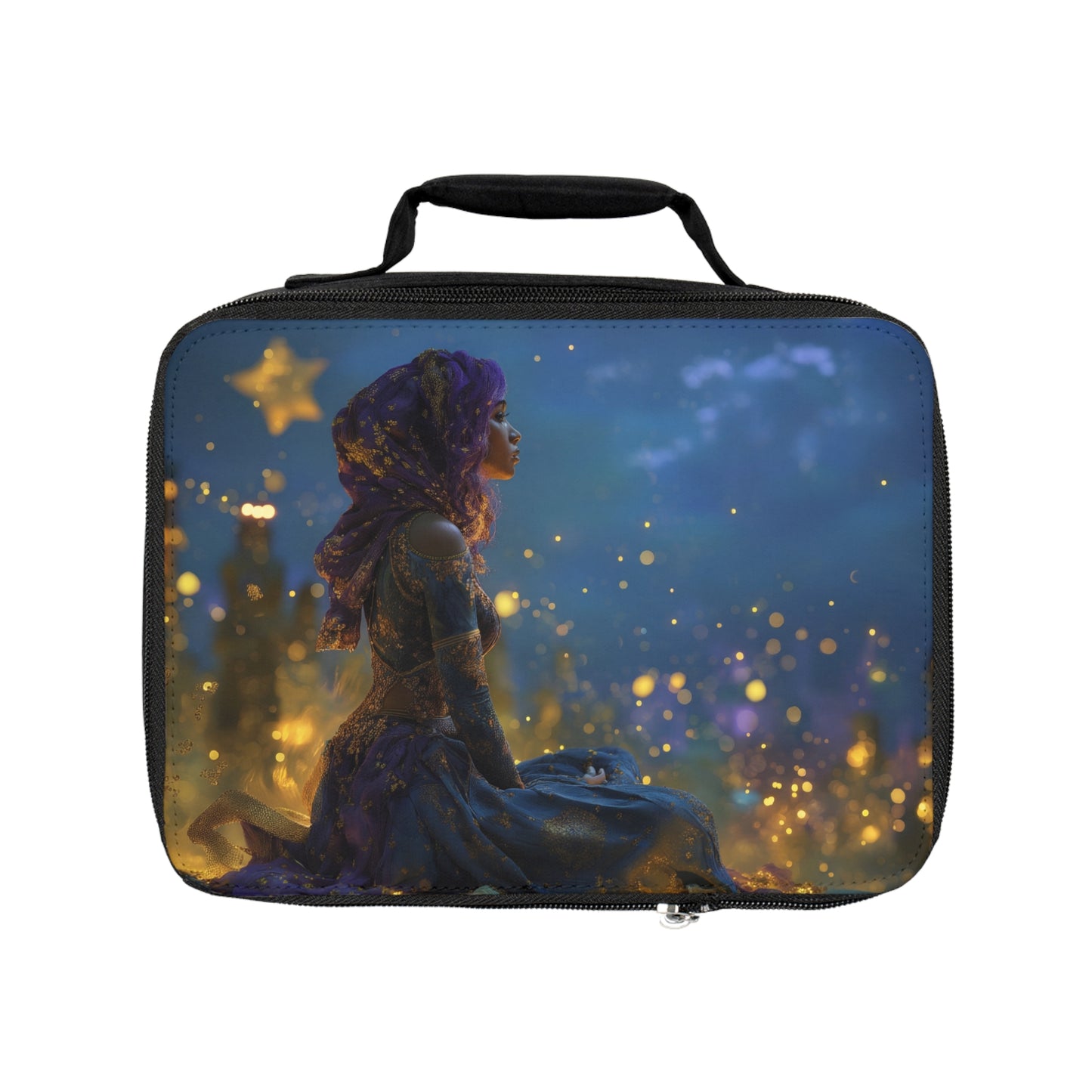 Starlit Siren Lunch Bag – Whispering Nightscape with Golden Dust
