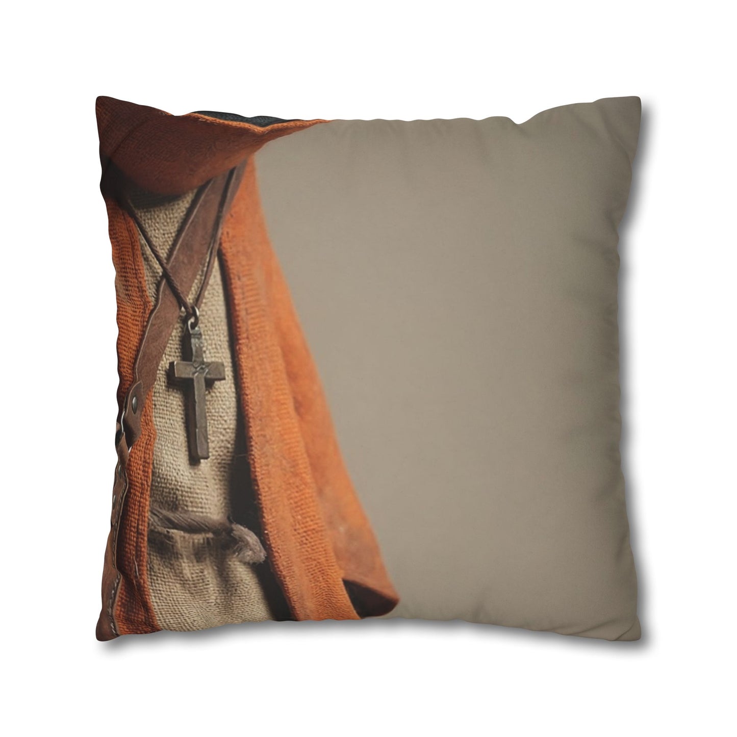 Wise Owl Scholar Faux Suede Square Pillowcase – Rusty Robe and Cross Pendant