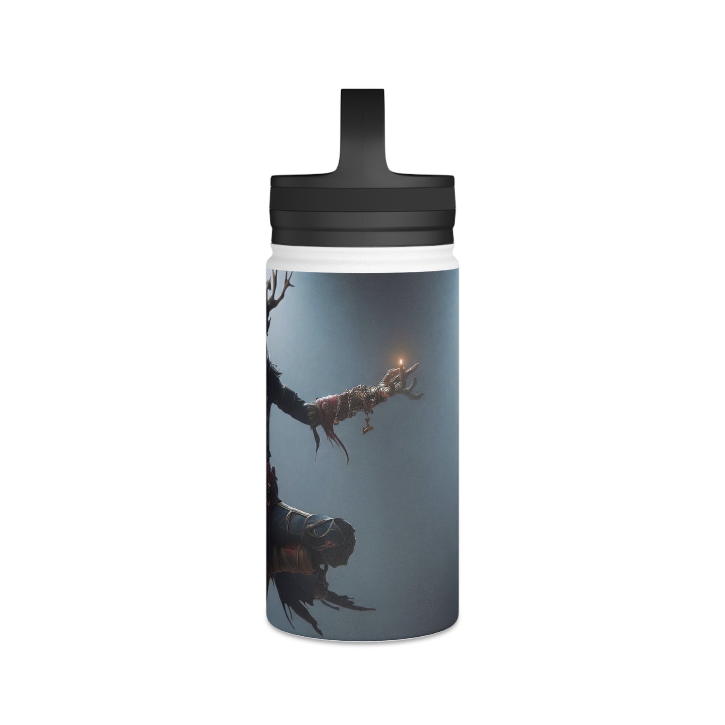 Forest Guardian Meditator Stainless Steel Water Bottle, Handle Lid – Twilight Grove Serenity