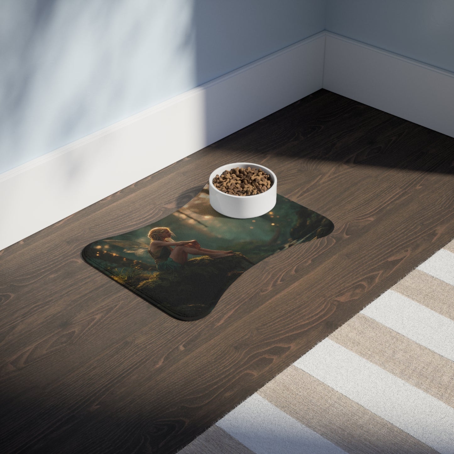Mossy Stream Fairy Pet Feeding Mats – Golden Hour Forest Guardian