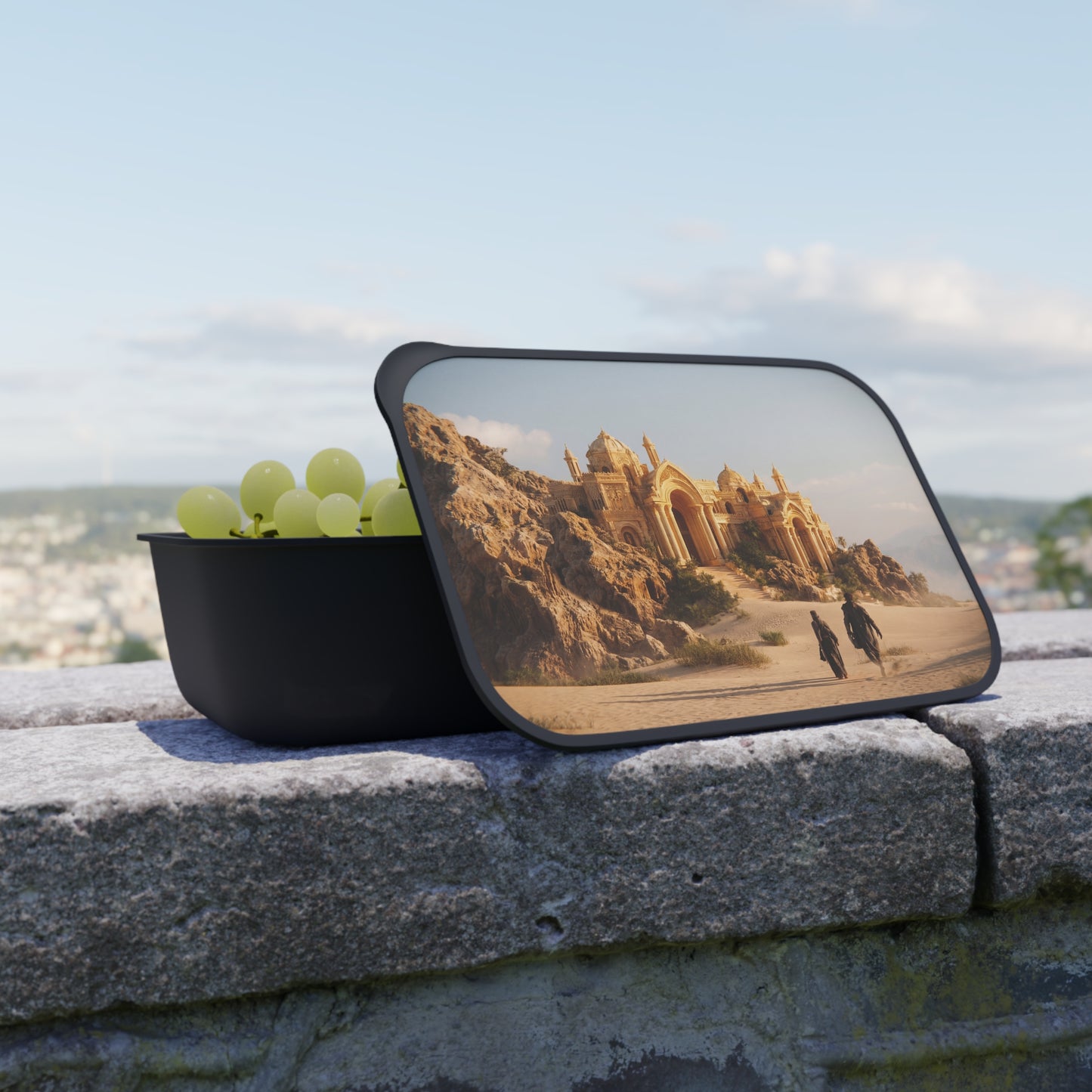 Desert Oasis Palace PLA Bento Box with Band and Utensils – Golden Hour Pilgrimage