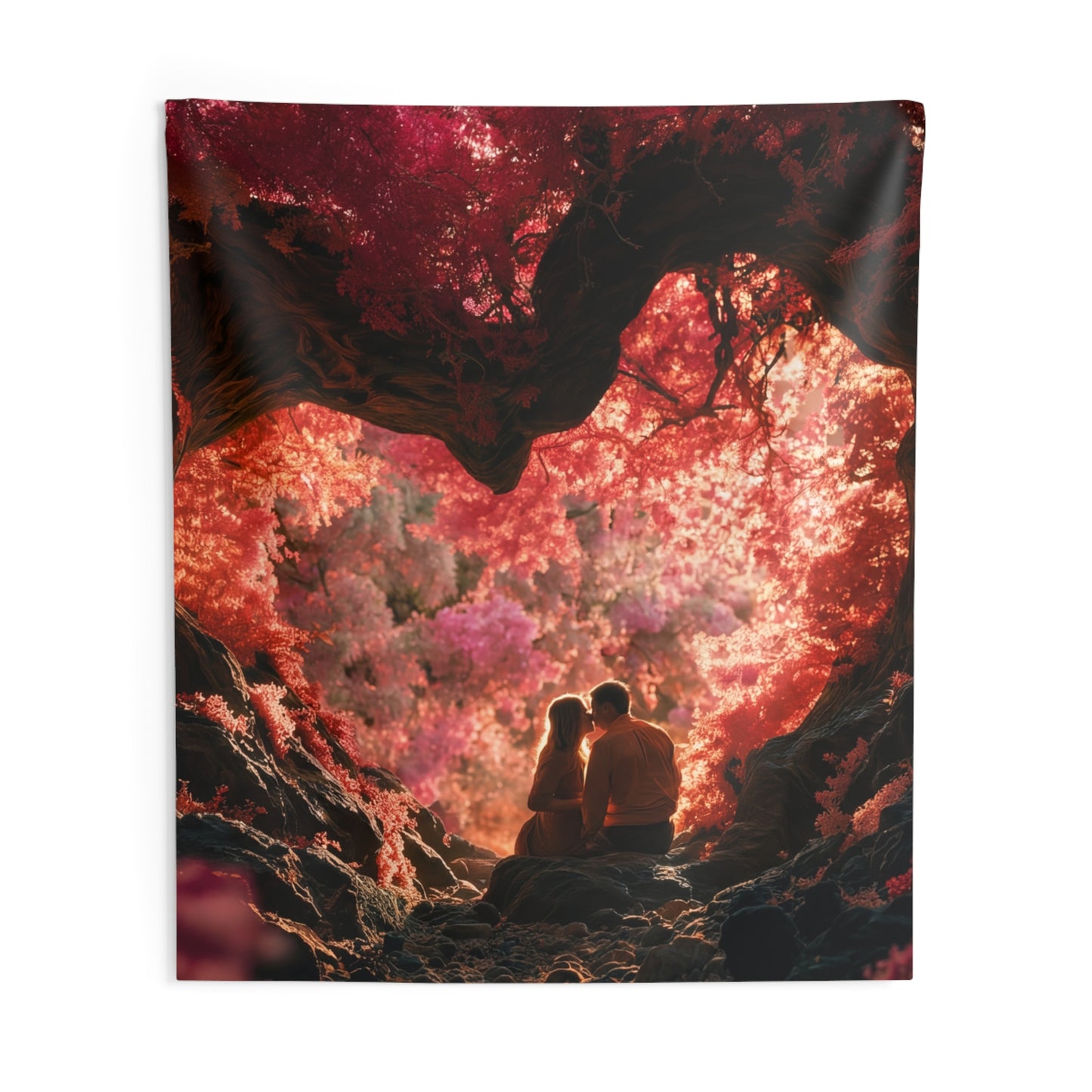 Crimson Canopy Love Tapestries – Whispers of the Pink Grove