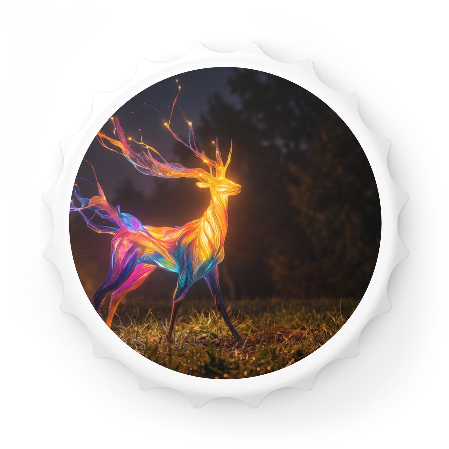 Chromatic Stag Bottle Opener – Liquid Light Forest Encounter