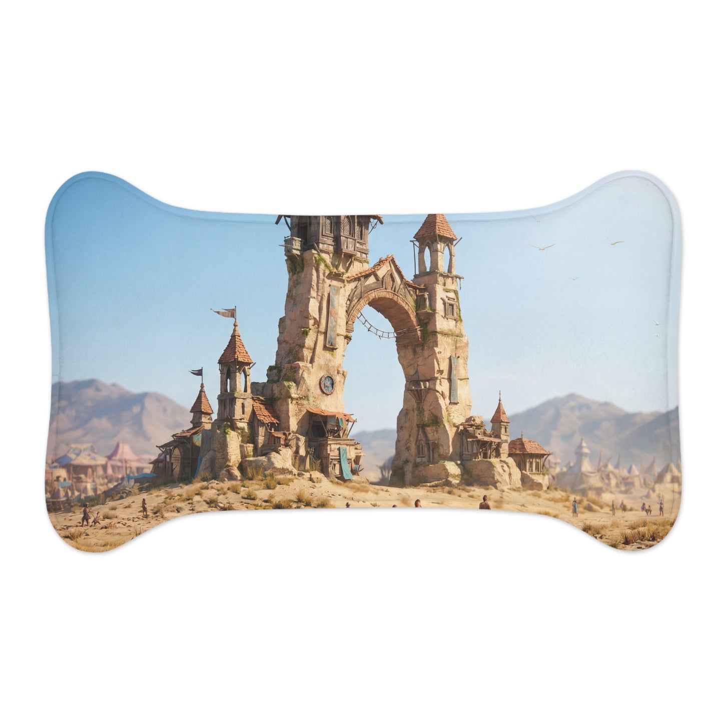 Ruined Archway Pet Feeding Mats – Desert Fortress Gateway Scene