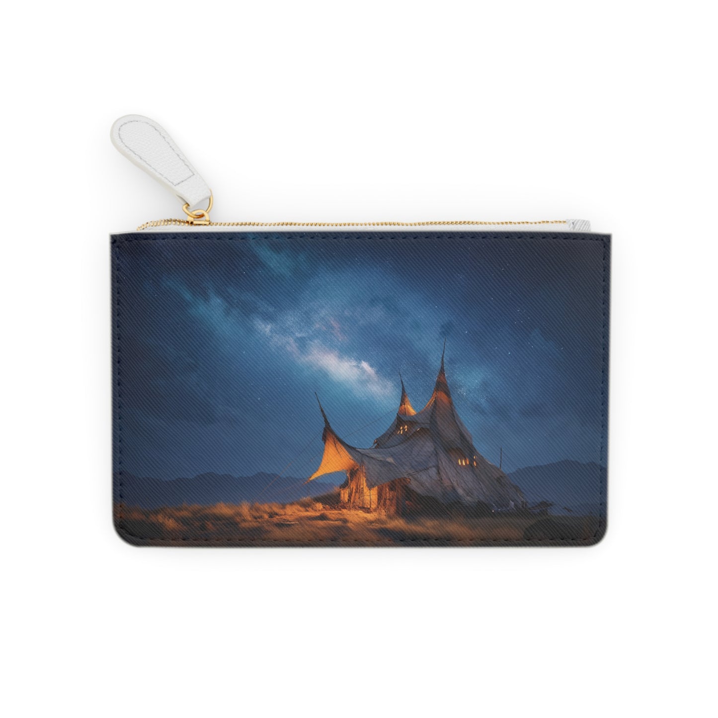 Starlit Nomad Tent Mini Clutch Bag – Milky Way Campfire Glow
