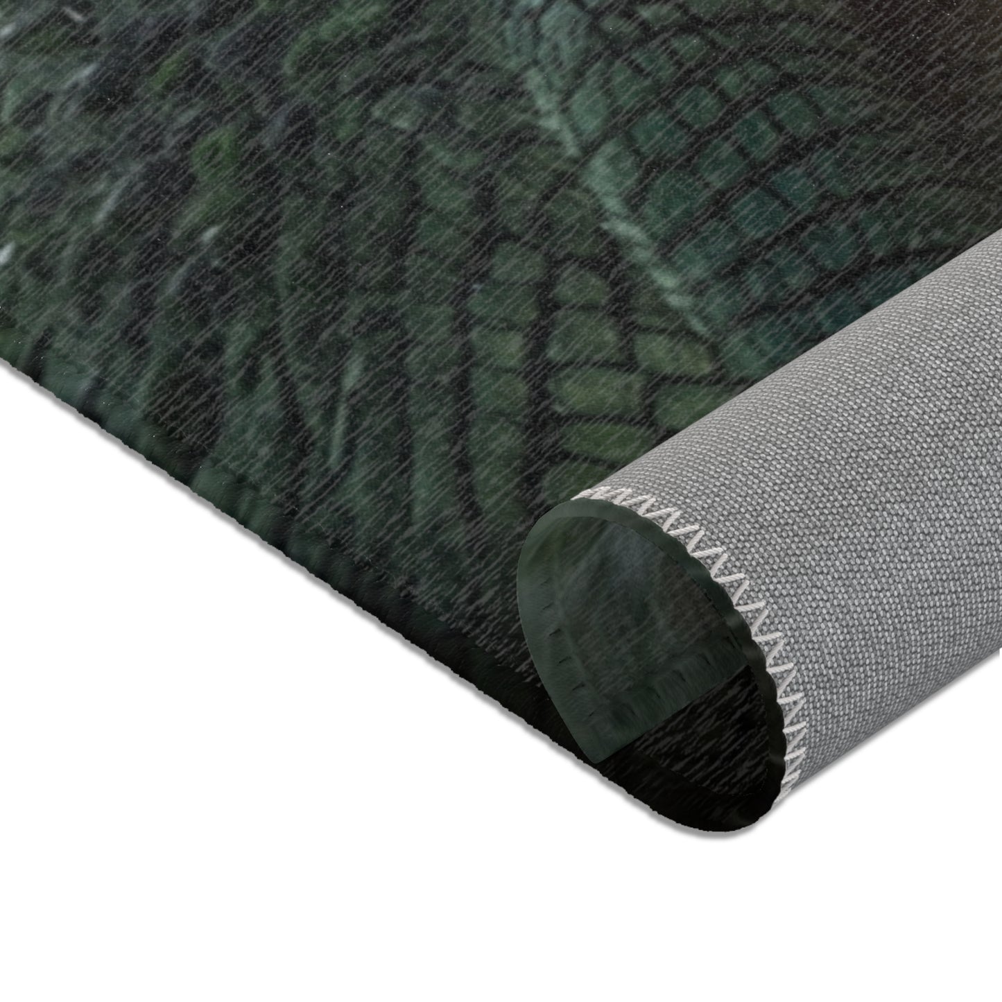 Curious Caiman Rug – Misty Meadow Encounter