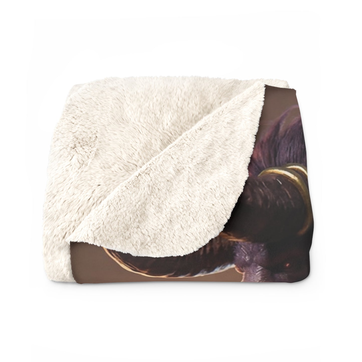 Horned Centaur Sherpa Fleece Blanket – Purple Guardian with Golden Armor