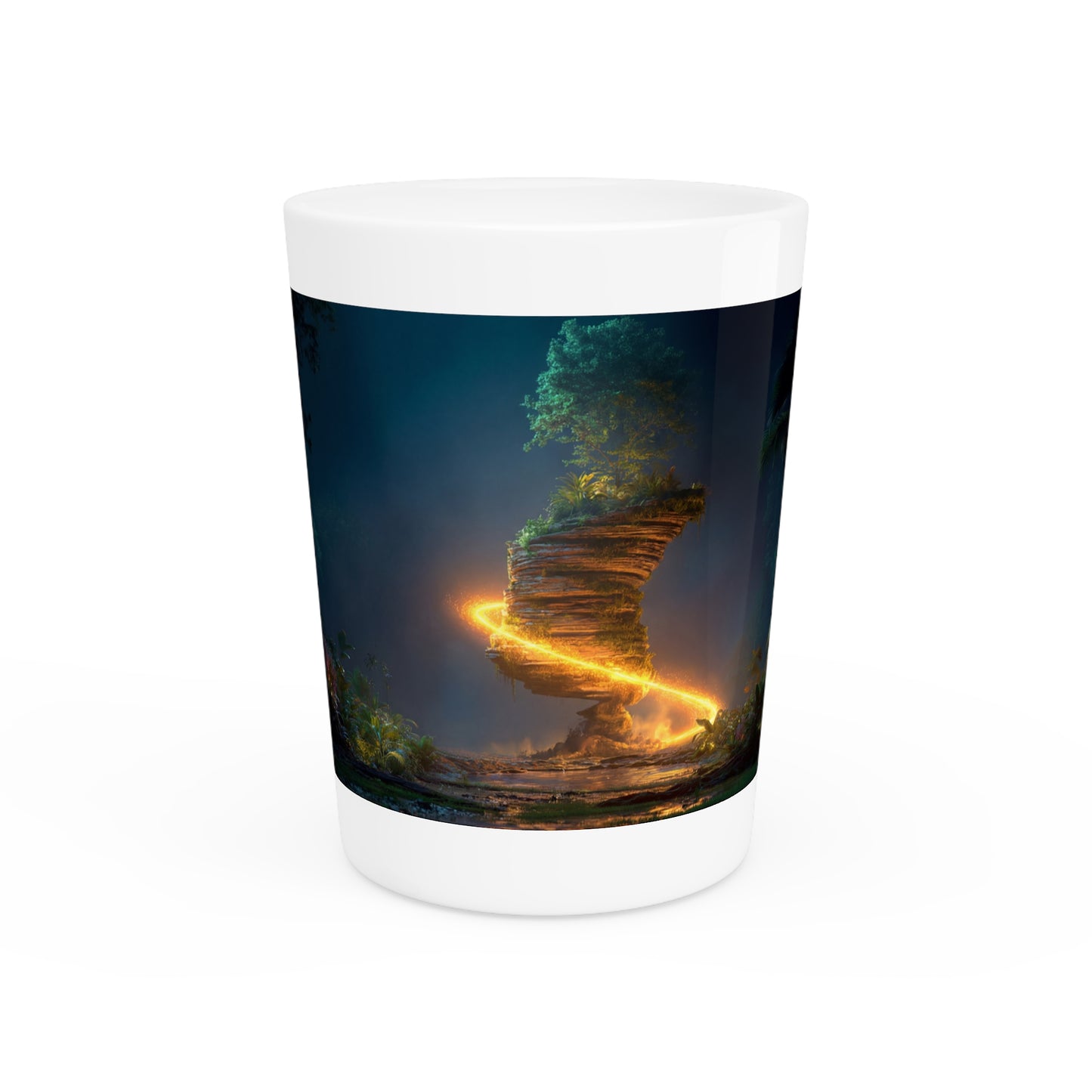 Floating Temple Ruins Shot Glass – Luminous Jungle Gateway