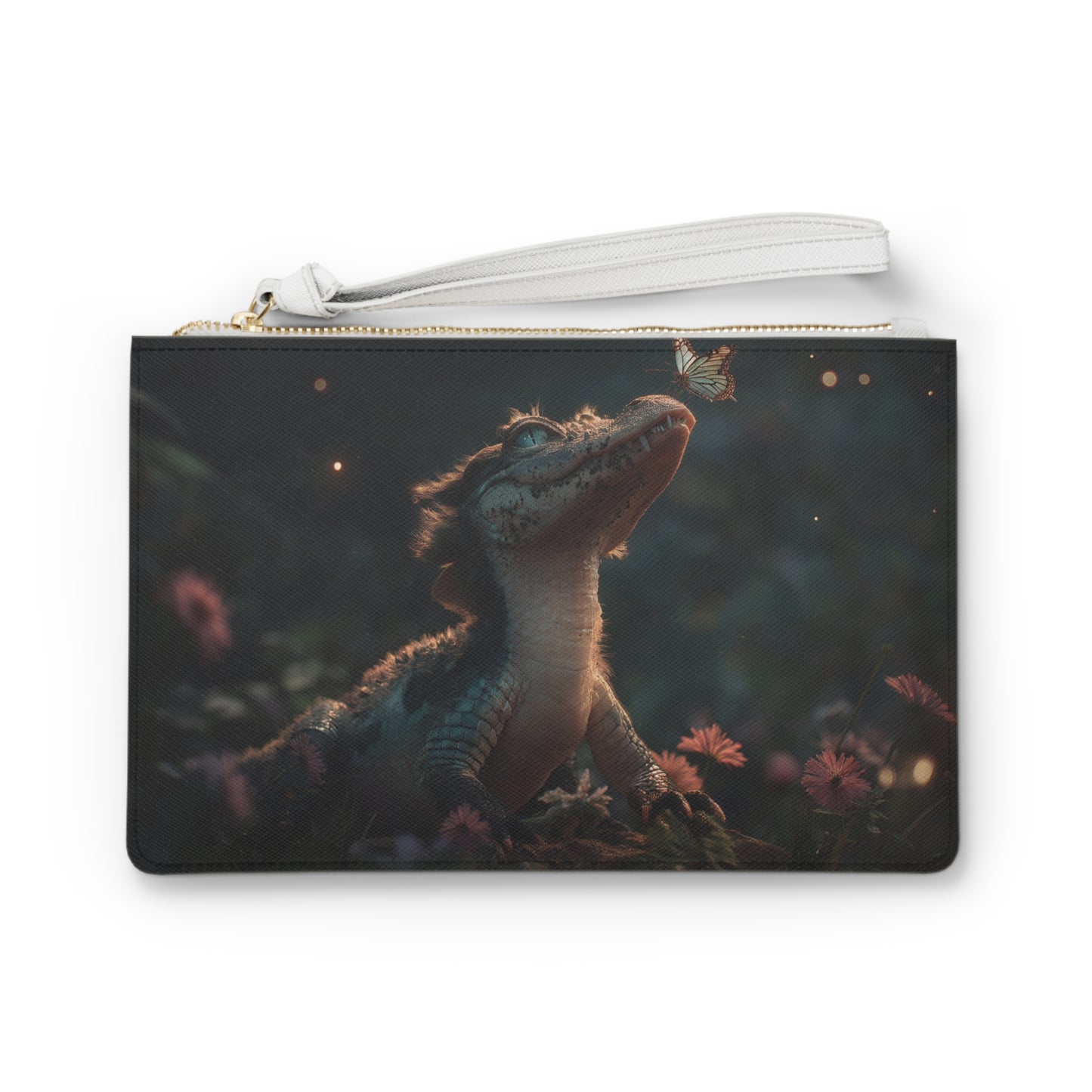 Gentle Crocodile & Butterfly Clutch Bag – Twilight Meadow Whispers