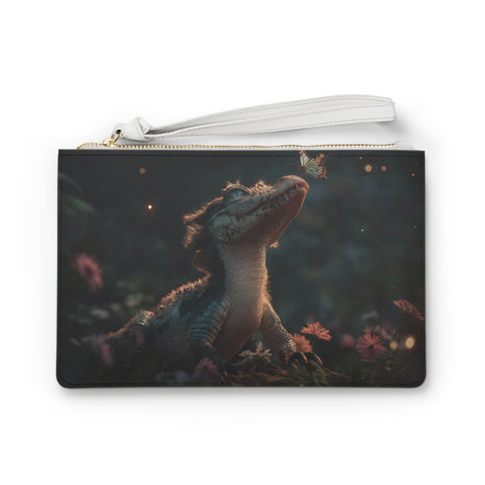 Gentle Crocodile & Butterfly Clutch Bag – Twilight Meadow Whispers