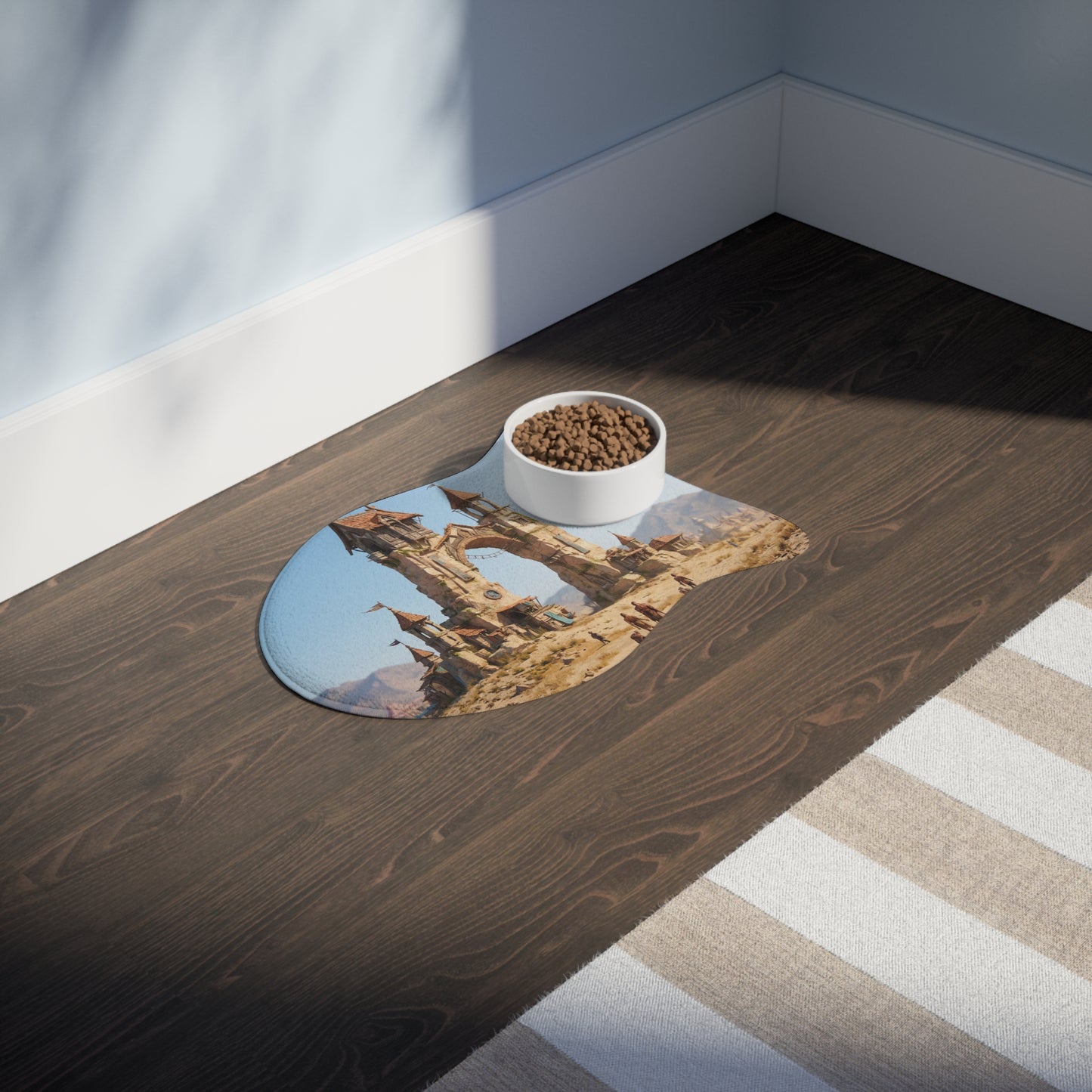 Ruined Archway Pet Feeding Mats – Desert Fortress Gateway Scene