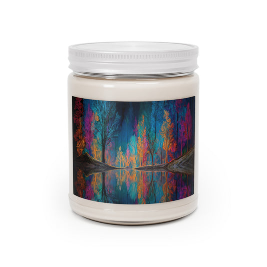 Chromatic Forest Reflection Scented Soy Candles with White Lid, 9oz – Liquid Night Rainbow