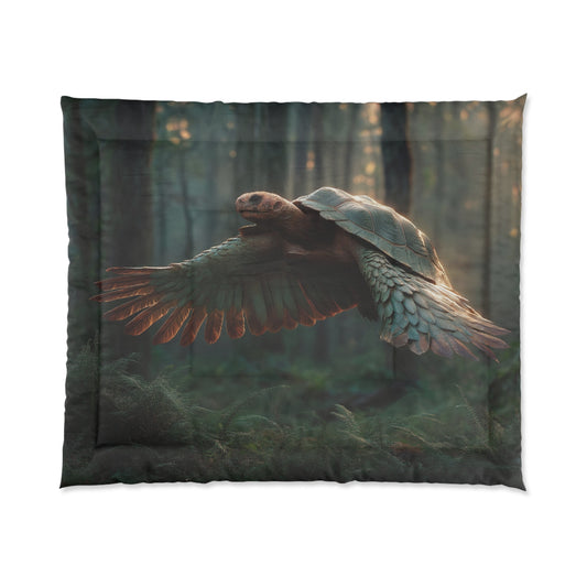 Winged Tortoise Comforter – Forest Dawn Flight Dreamscape